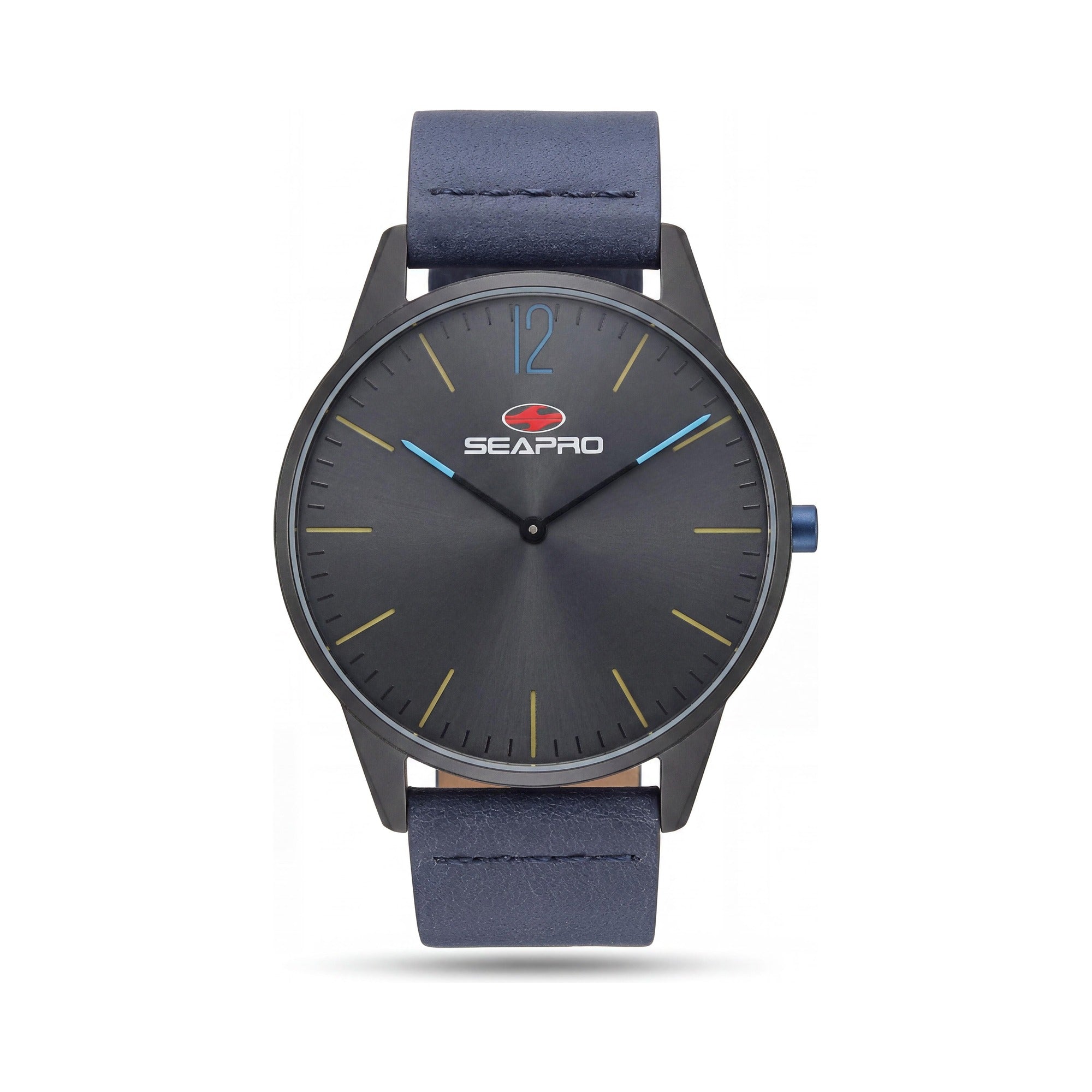 Seapro SP0103 Black hole Men's Black Dial Quartz Movement Stainless Steel Case Leather Strap 40mm Watch, Photo 1