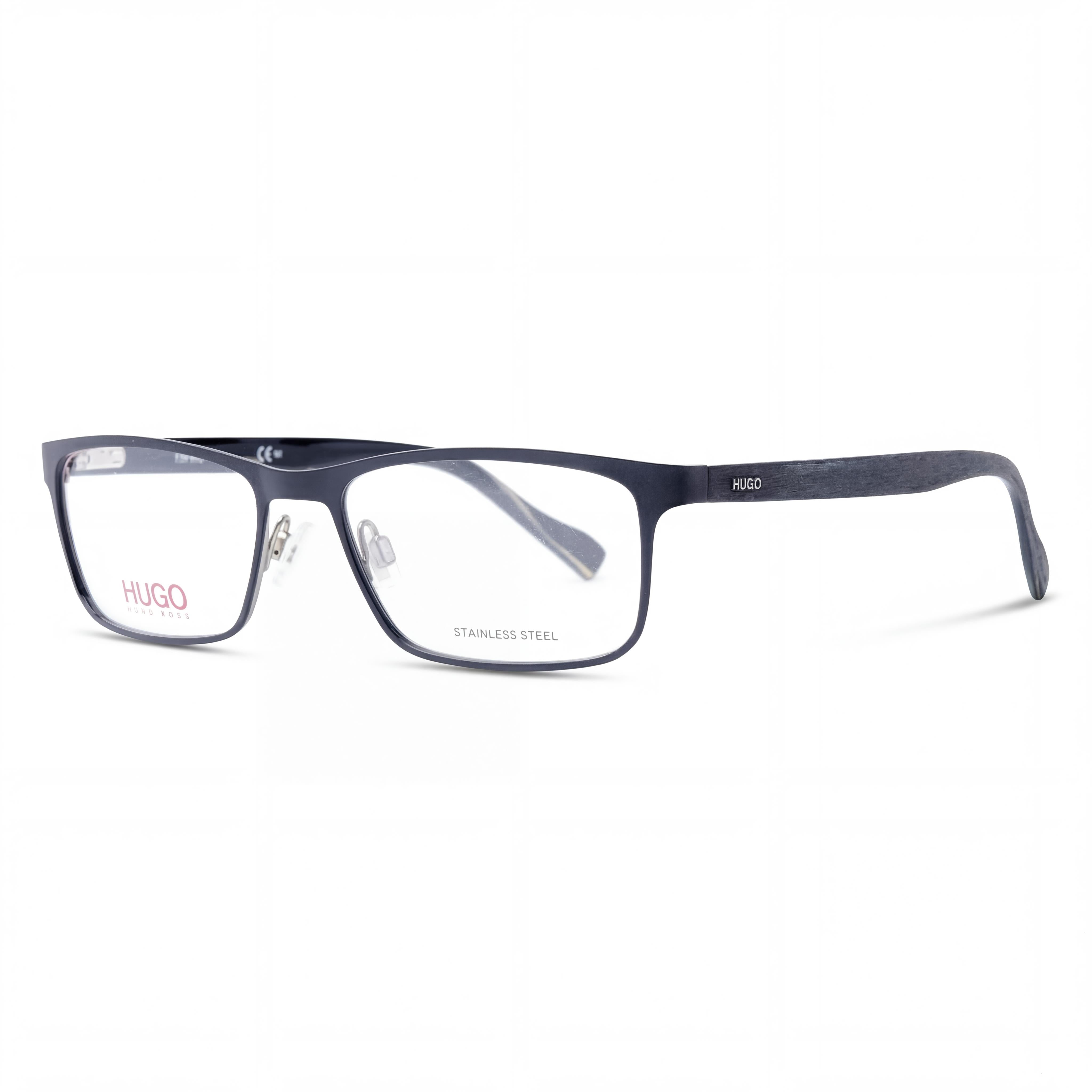 HUGO Hg 0151 Gafas unisex con montura de acero de aleación negro mate, lentes de policarbonato no polarizadas de 53 mm, Photo 1