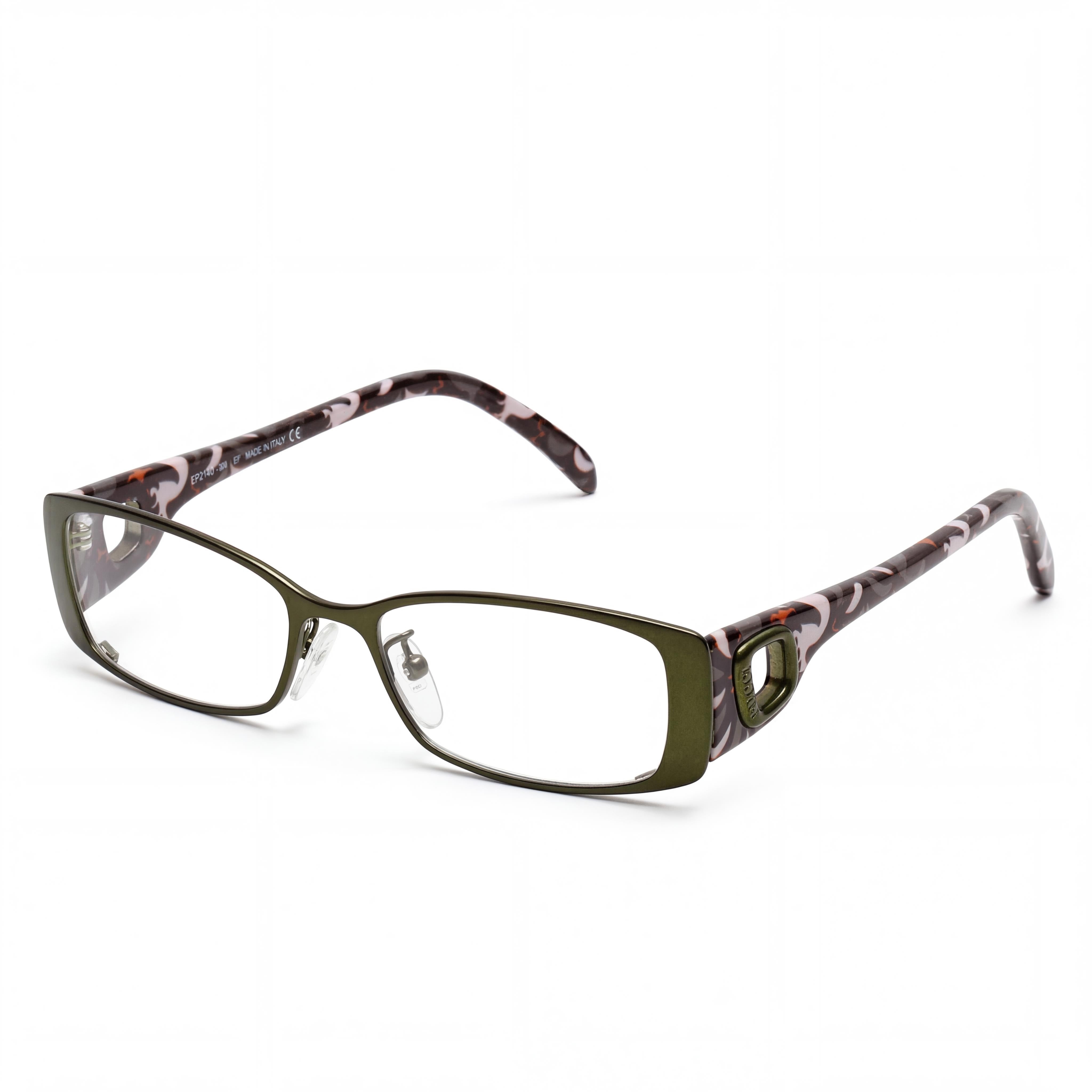 Gafas de sol Emilio Pucci EP 2140 para mujer con montura de plástico y metal verde y lentes transparentes de demostración, talla 50-16-140, Photo 1