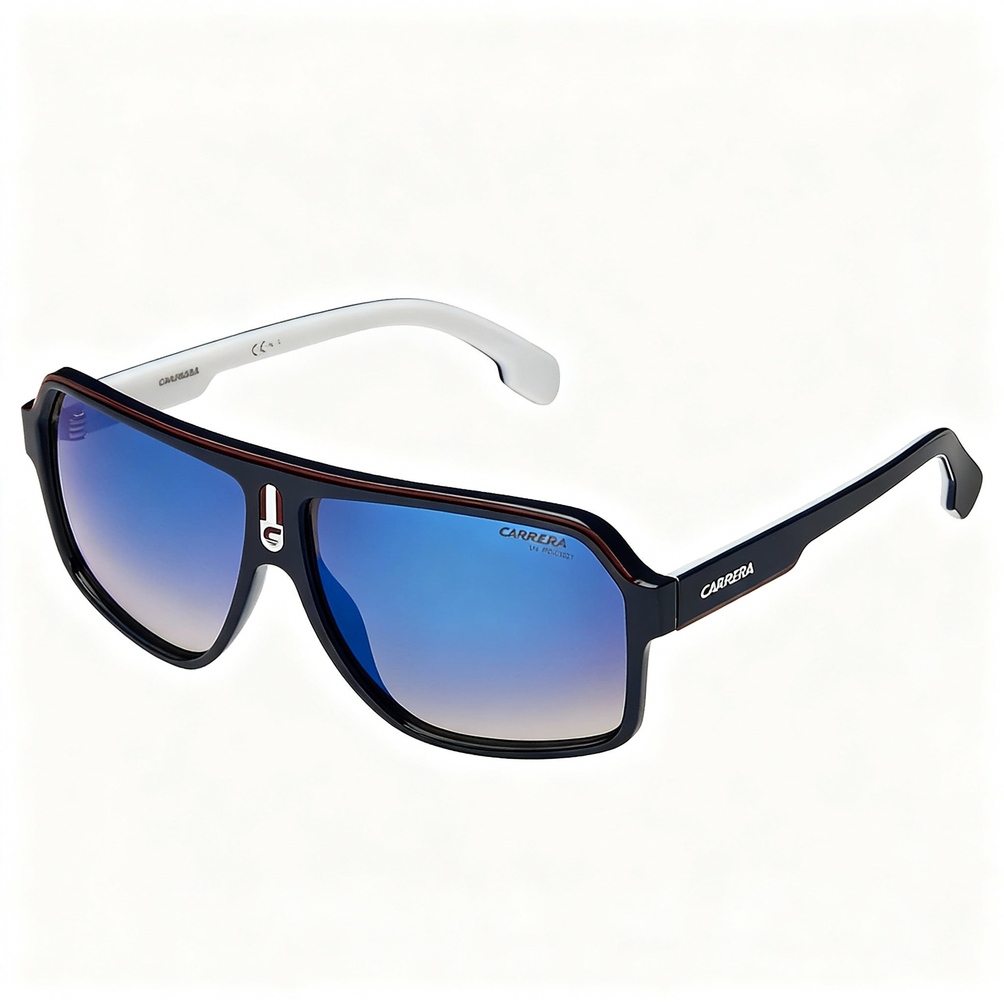Carrera 1001/S Unisex Plastic Aviator Sunglasses, Blue Red Frame with Gray Multi Lenses, 62mm