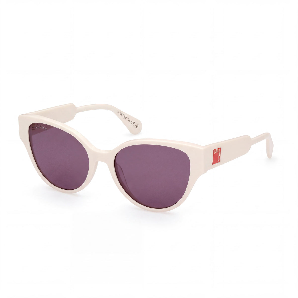 Max & Co. Modern Women's Brilliant White Acetate Frame with Smoke Plastic Lenses Sunglasses 54-18-140, Photo 1