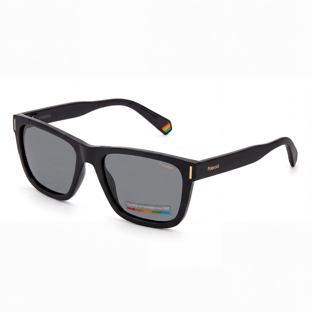Polaroid PLD 6186/S Rectangular Unisex Black Polycarbonate Grey Polarized UV Protection Sunglasses 54-18-145, Photo 1