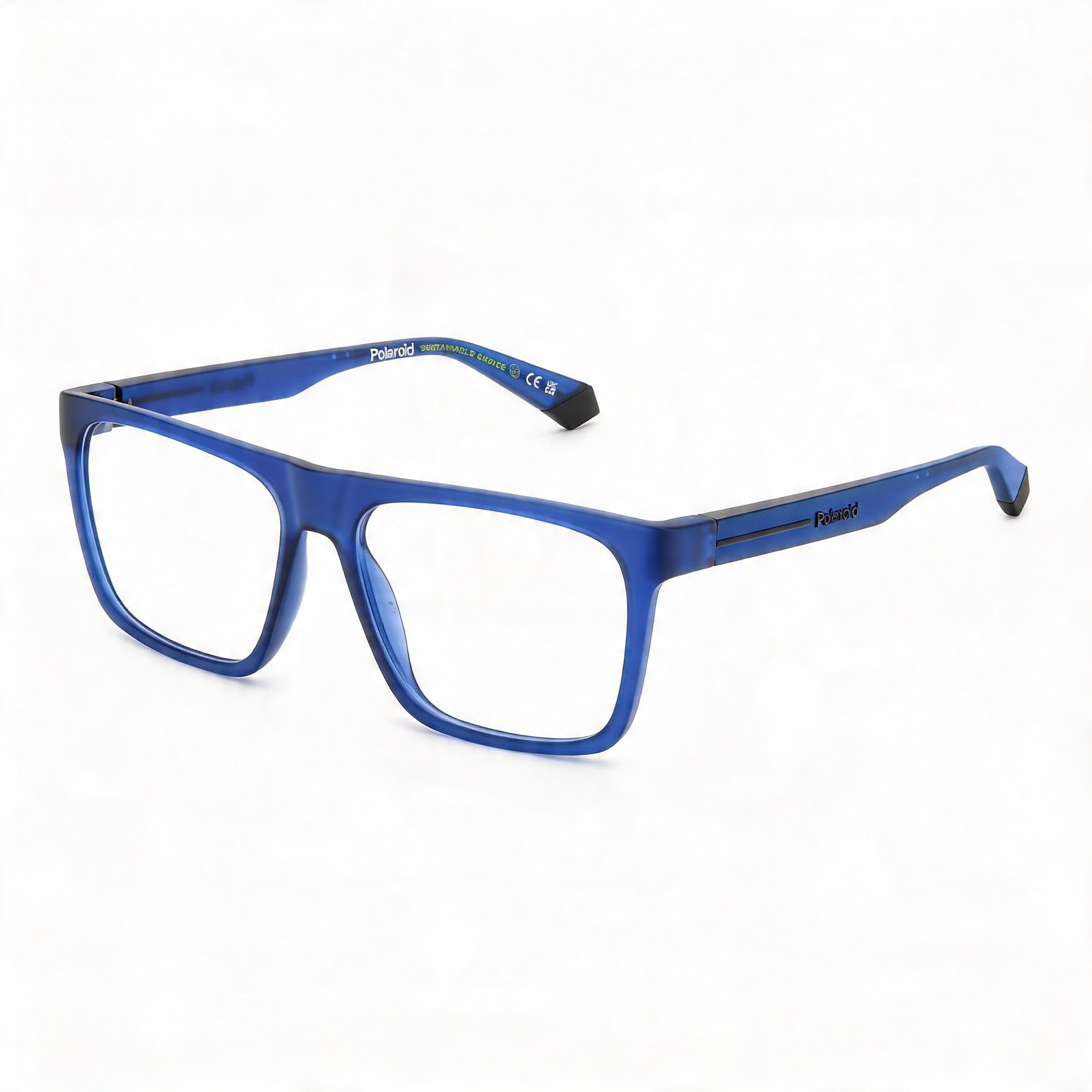 Gafas de sol informales no polarizadas Polaroid para hombre con montura de poliamida ecológica, azul mate, 56 mm de ancho de lente, Photo 1