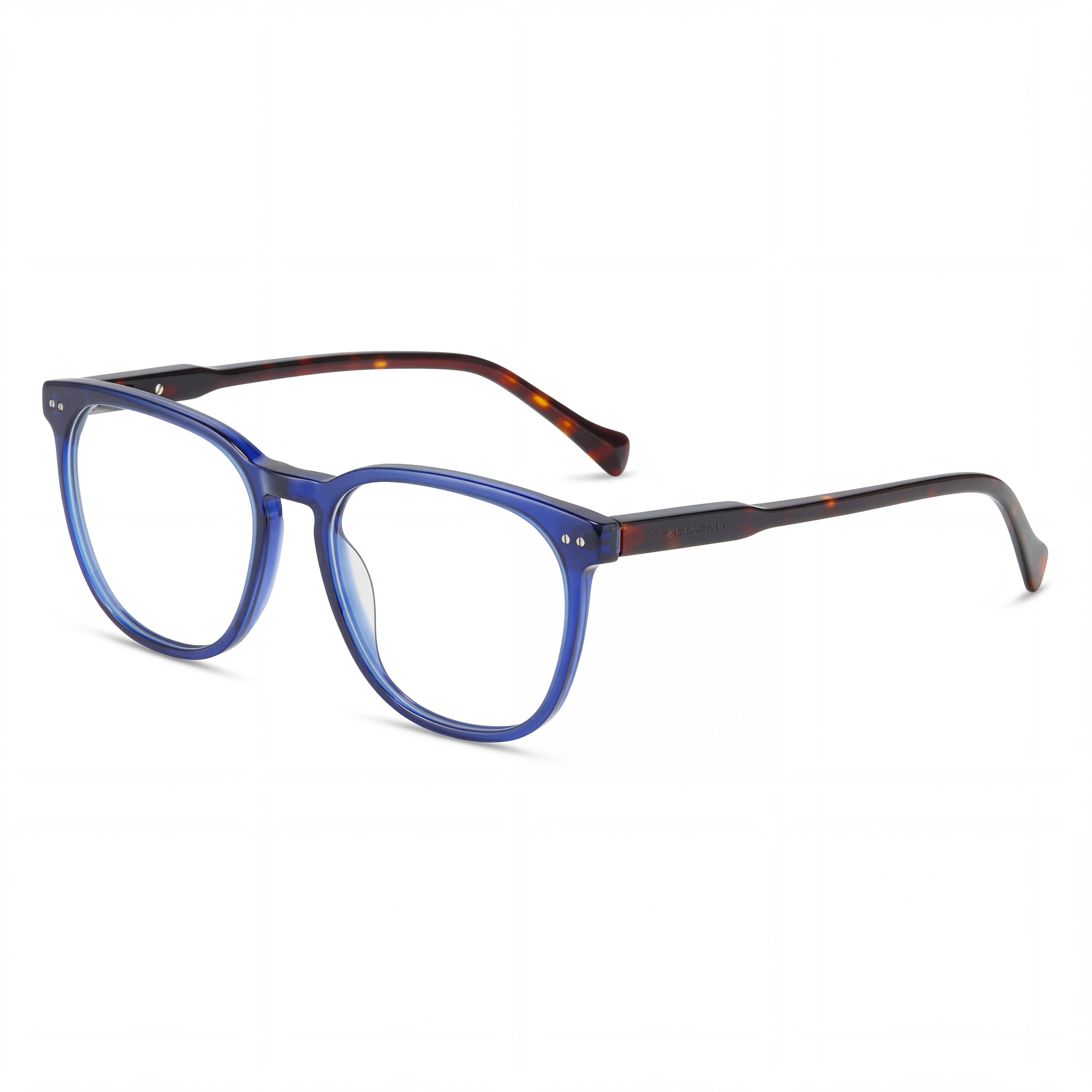 Lucky Brand D417 Men's Full Rim Round Navy Tortoise Plastic Frame Clear Lenses Eyeglasses 52-17, Photo 1