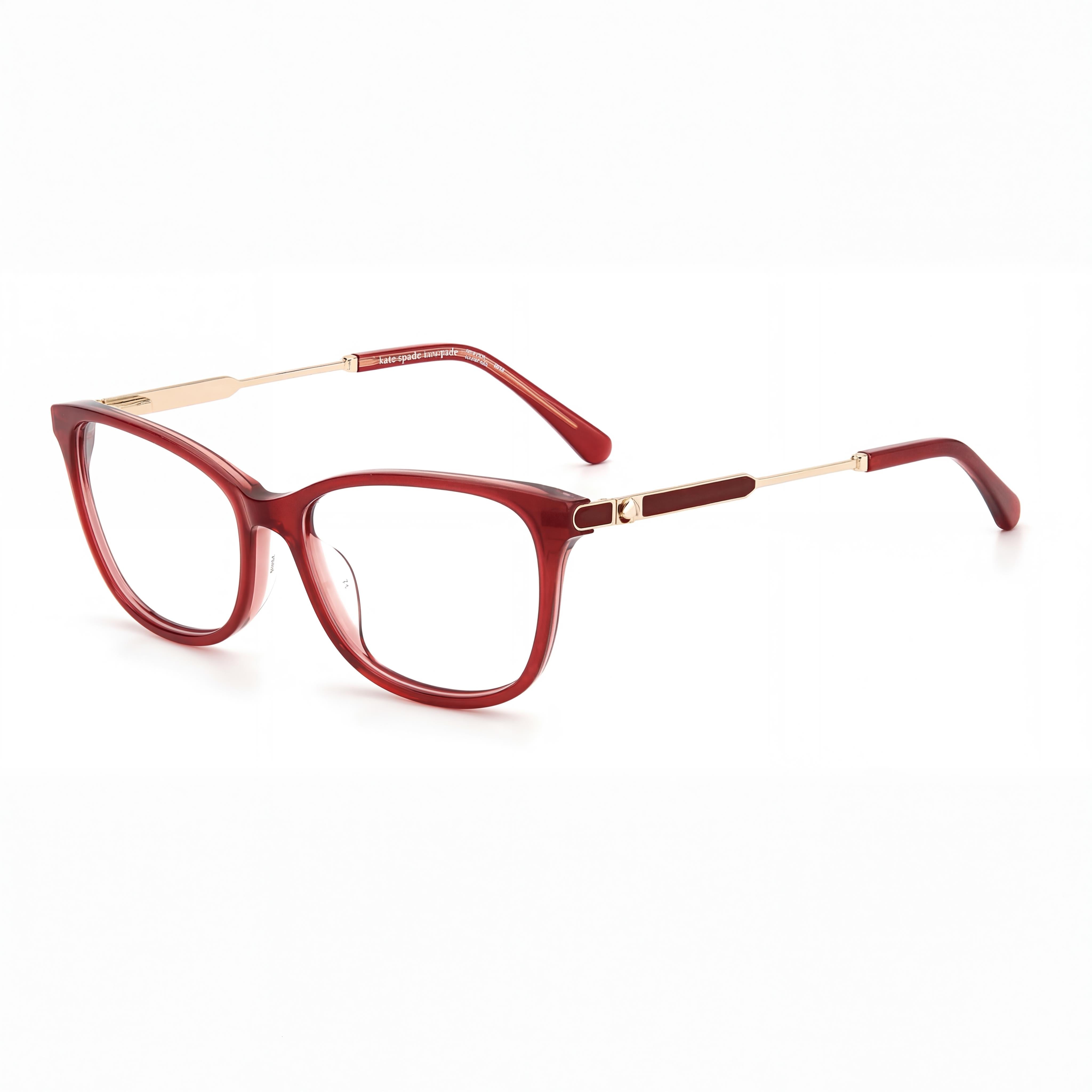 kate spade new york Gafas clásicas de mujer, marco de acetato rojo burdeos, policarbonato no graduado 53mm, Photo 1