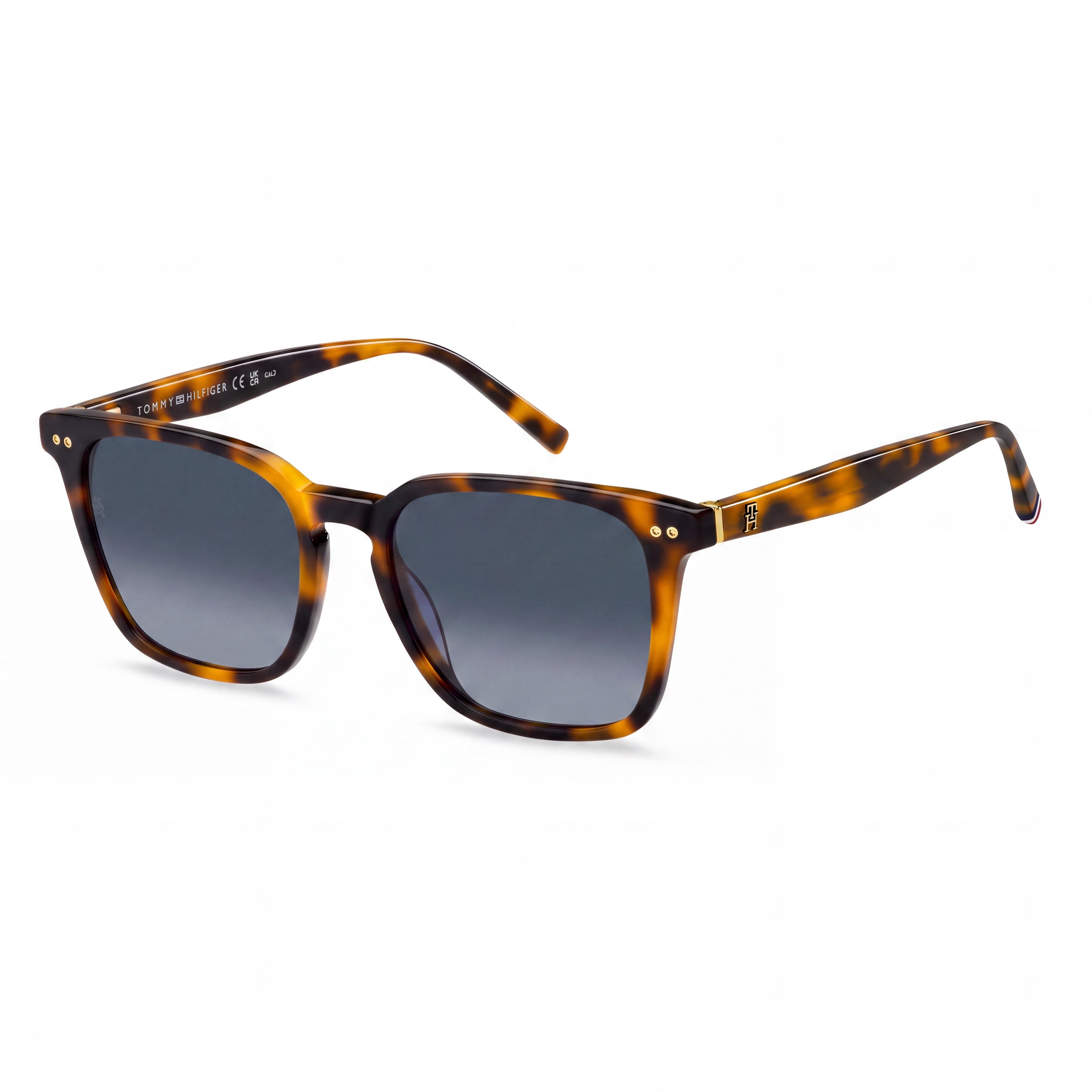 Tommy Hilfiger Th 2158/S Rectangular Women's UV Protection Sunglasses, Dark Havana Dark Blue Shaded Acetate, 52mm, Photo 1