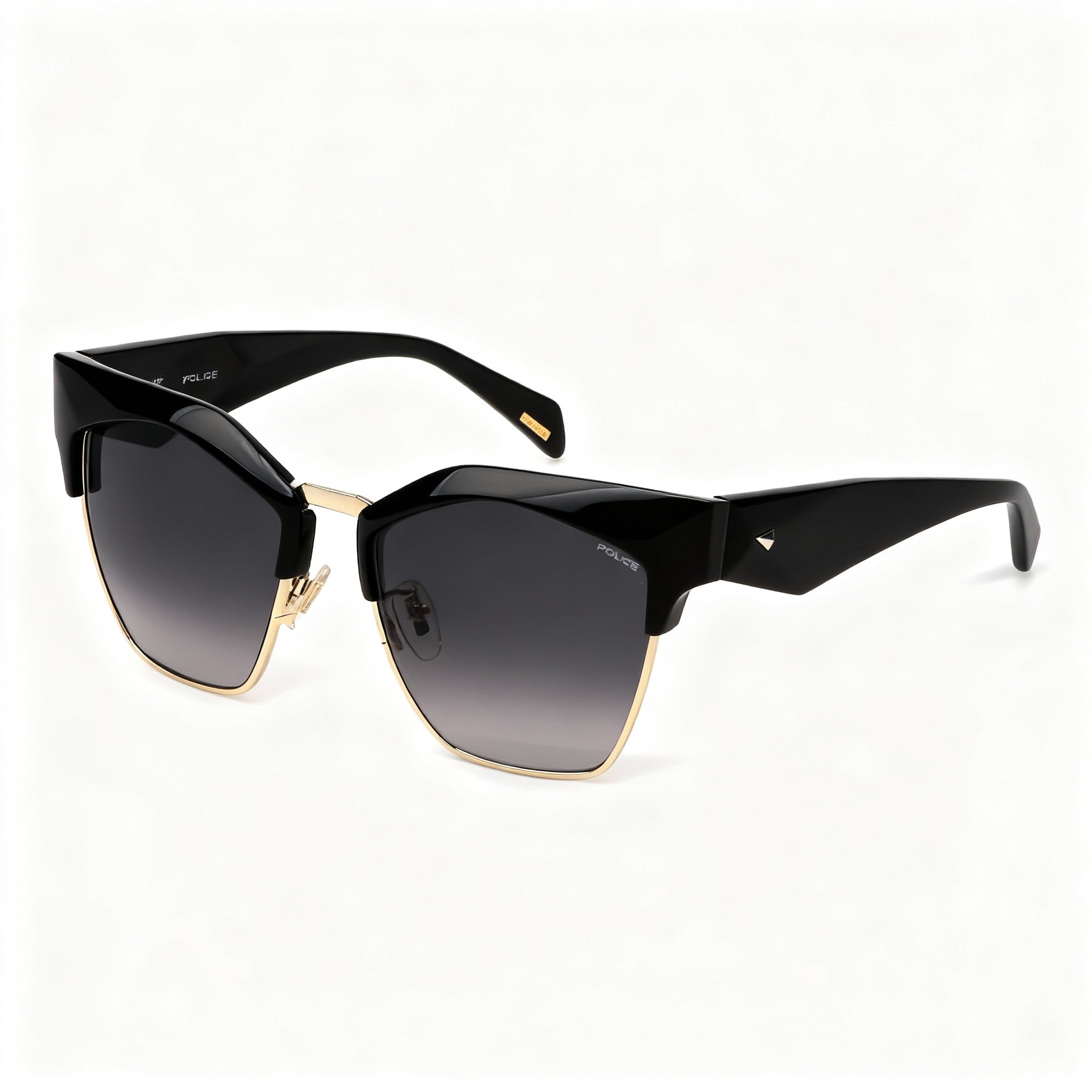 Police SPLN59 Women's Full Rim Square Sunglasses Glossy Black 56mm Lens 16mm Bridge 140mm Temple