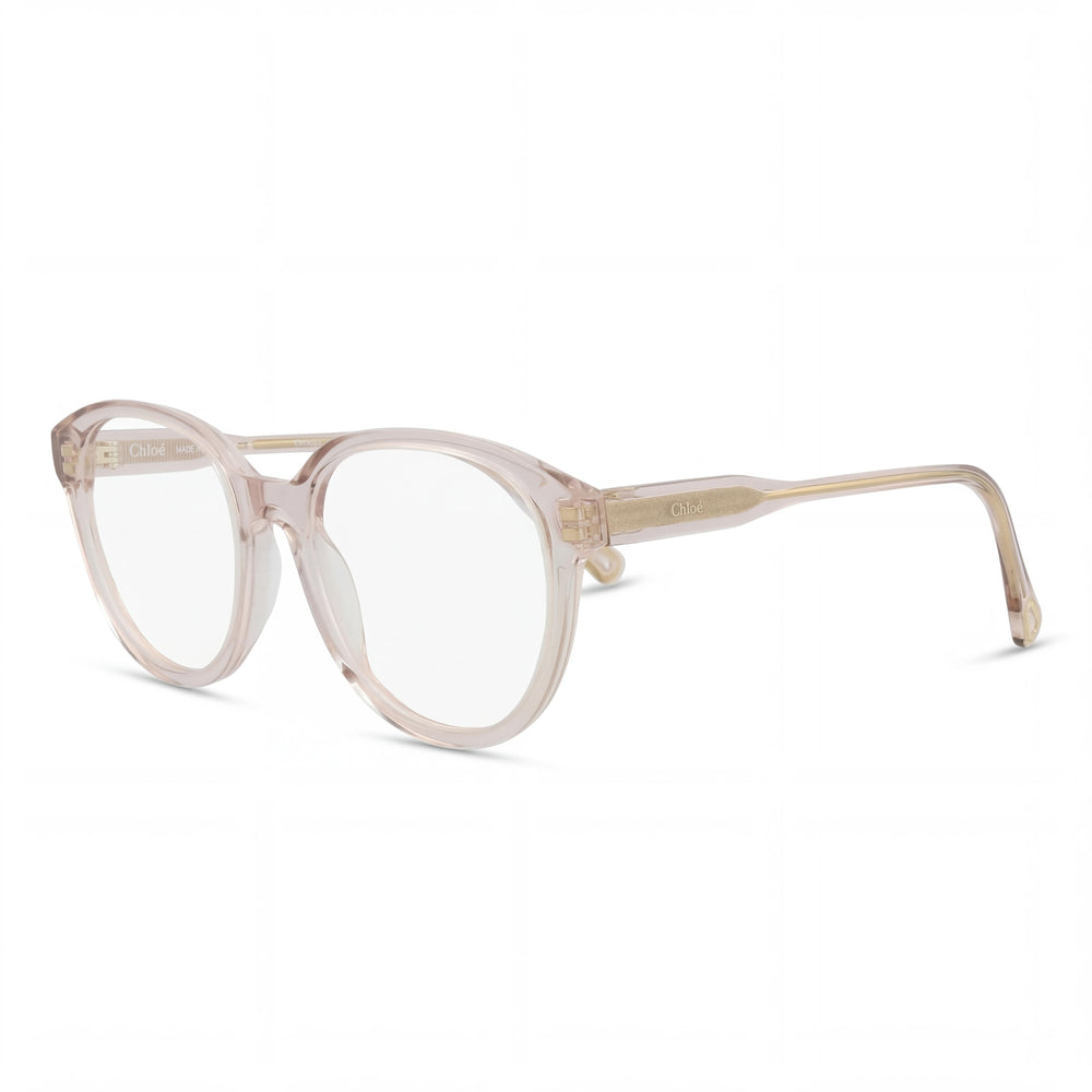 Chloe CH0127O 004 Women's Transparent Pink Acetate Oval Full Rim Eyeglasses, Clear Lenses, 51mm