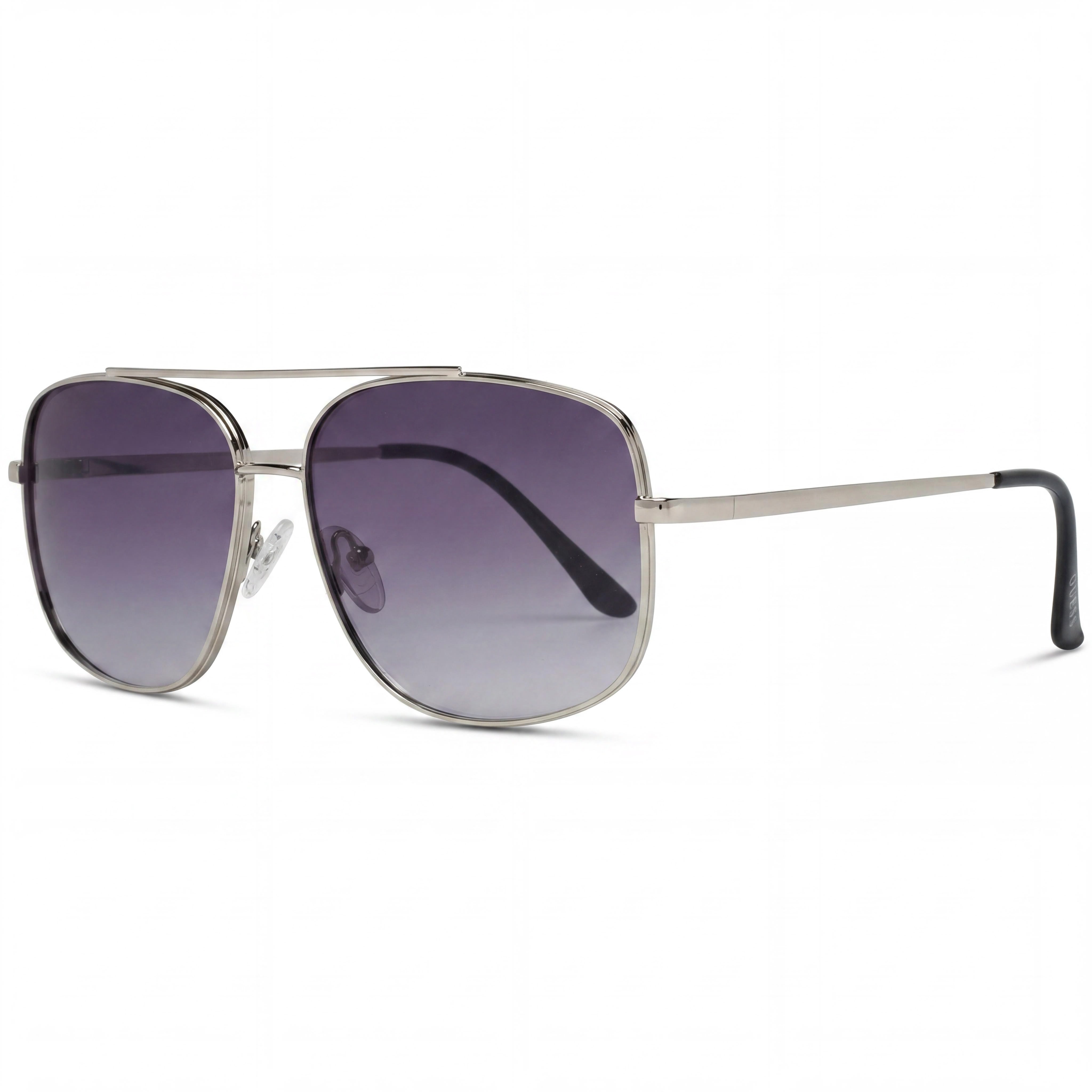 GUESS Classic Men's Silver Plastic Frame Sunglasses with Silver Lenses, UV Protected, 60-14-145, Photo 1