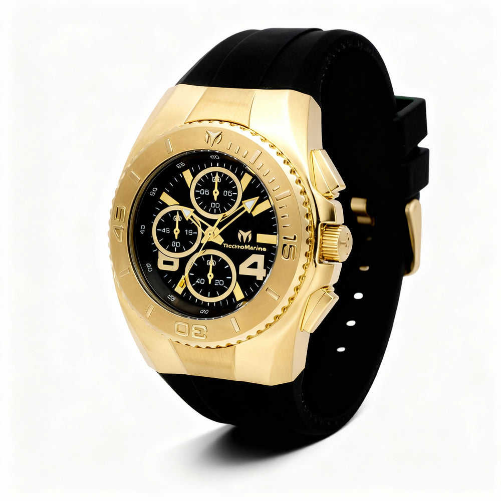 Reloj unisex TechnoMarine Cruise TM-124030 de cuarzo, acero inoxidable, dorado y negro, esfera negra de 43 mm