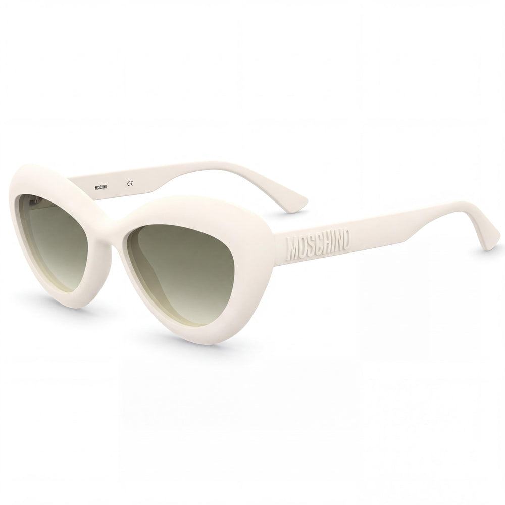 Moschino 163/S Women's Casual Non-Polarized Sunglasses with Ivory Cellulose Prop. Frame & Green Shaded Lenses 55-19-140