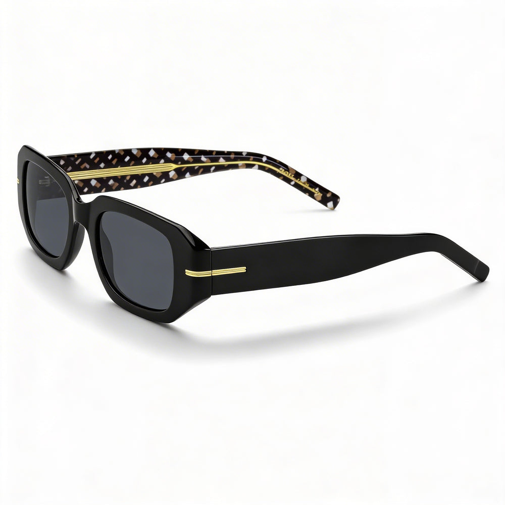 Gafas de sol clásicas Hugo Boss BOSS 1608/S para mujer, armazón de acetato negro y gris, lente negra de 50 mm