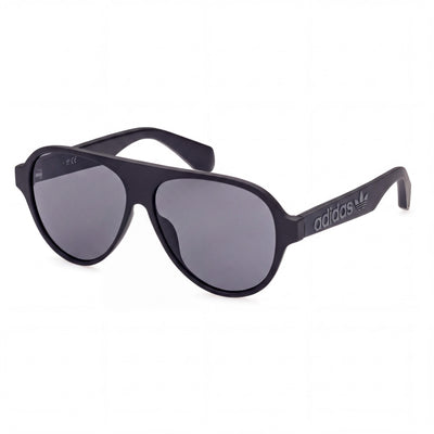 adidas Originals Or005901a Men’s Shiny Black Injected Frame Sunglasses with UV Protected Smoke Plastic Lenses 57mm