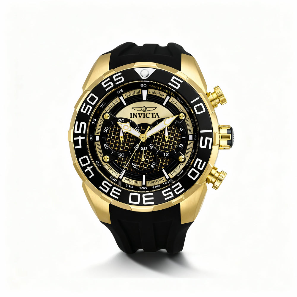 Cronógrafo Invicta Speedway SCUBA Collection para hombre, acero inoxidable en tono dorado negro, resistente al agua, luminoso, 50 mm