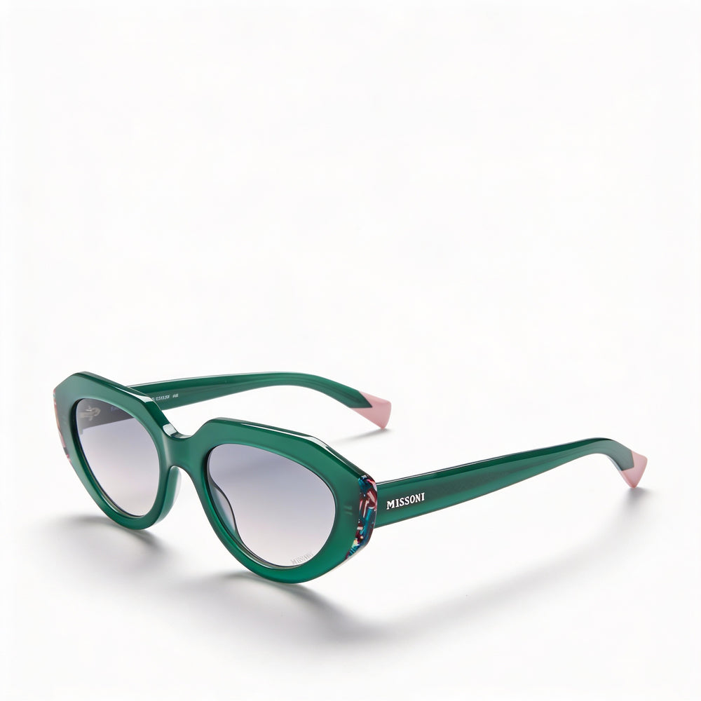 Gafas de sol Missoni Classic para mujer, montura de acetato, color verde y rosa, con protección UV y lentes de policarbonato, 53 mm