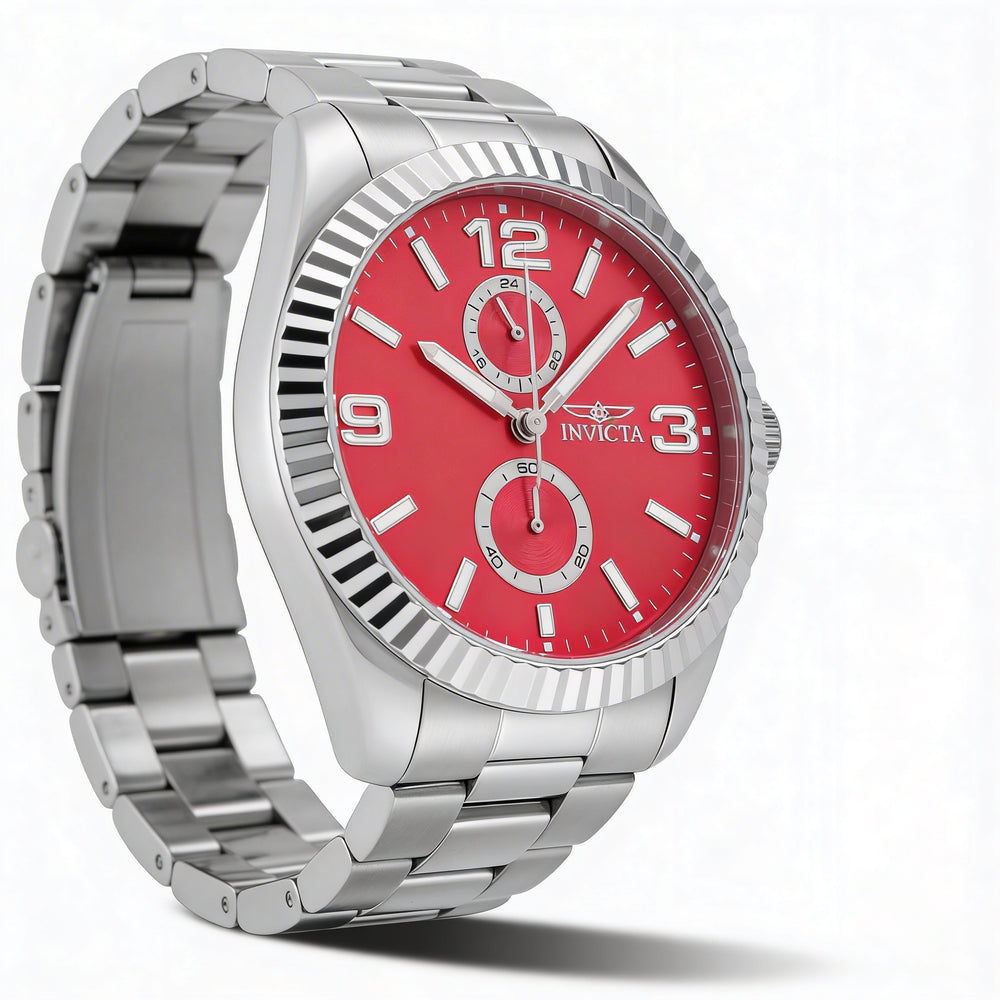 Invicta Specialty 49526 Men's Red Dial Quartz Silver-tone Stainless Steel Bracelet Watch 43mm
