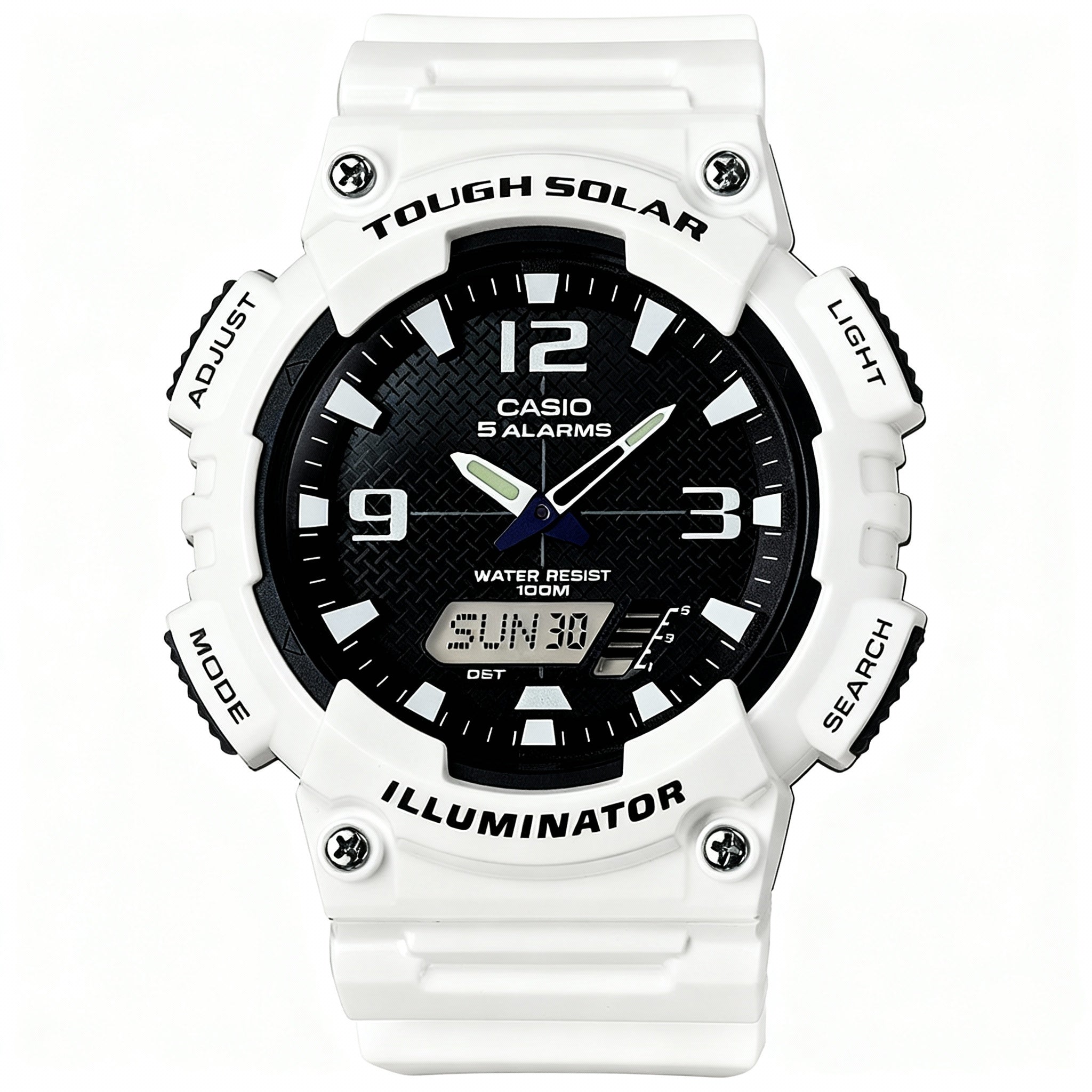 Casio AQ-S810WC-7AV Men's White Analog Digital Tough Solar 100M Water Resistant Quartz Sport Watch 46mm