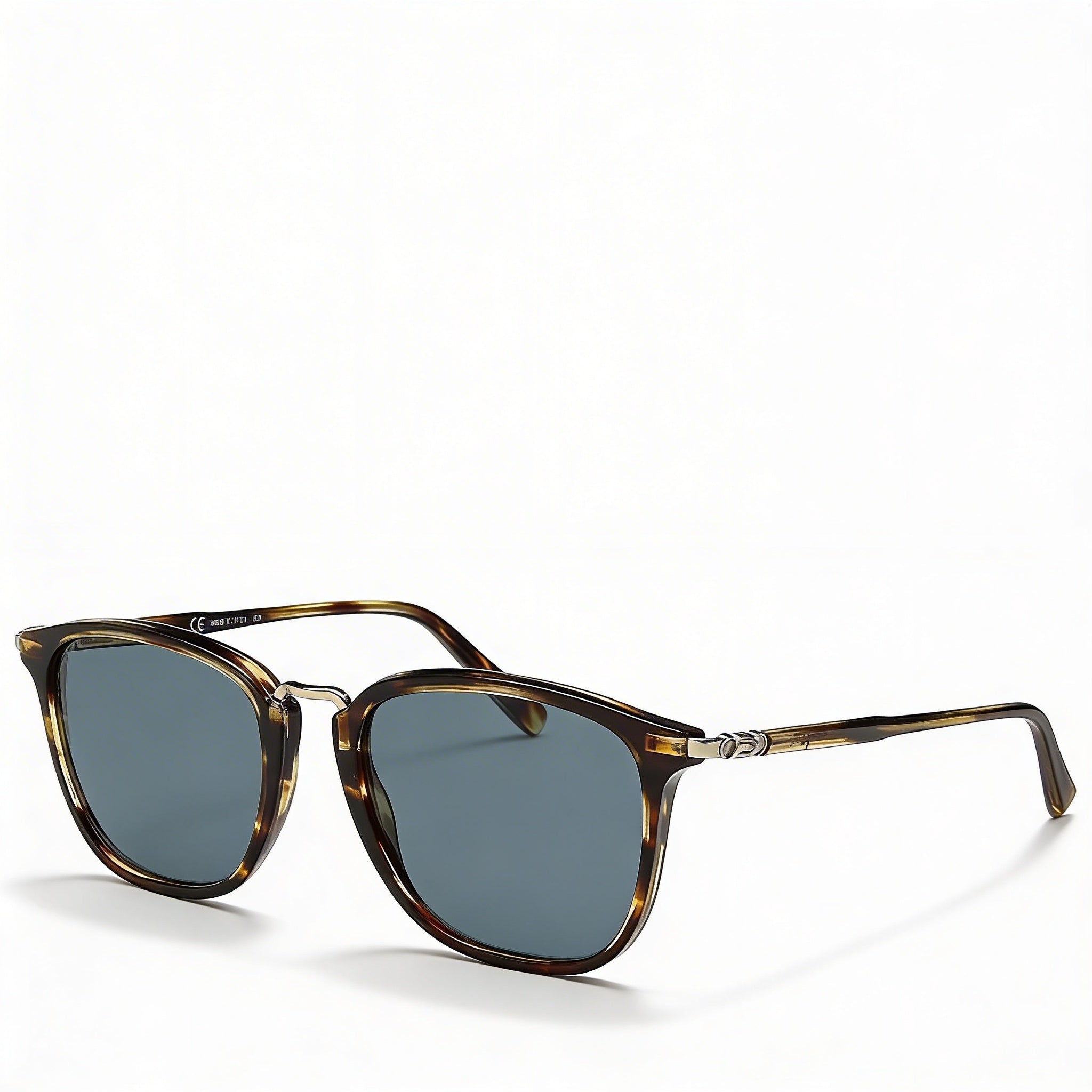 Gafas de sol Salvatore Ferragamo Navigator para mujer, de plástico a rayas, color marrón y azul, lentes sólidas azules sin polarizar, con protección UV, 53mm, Photo 1