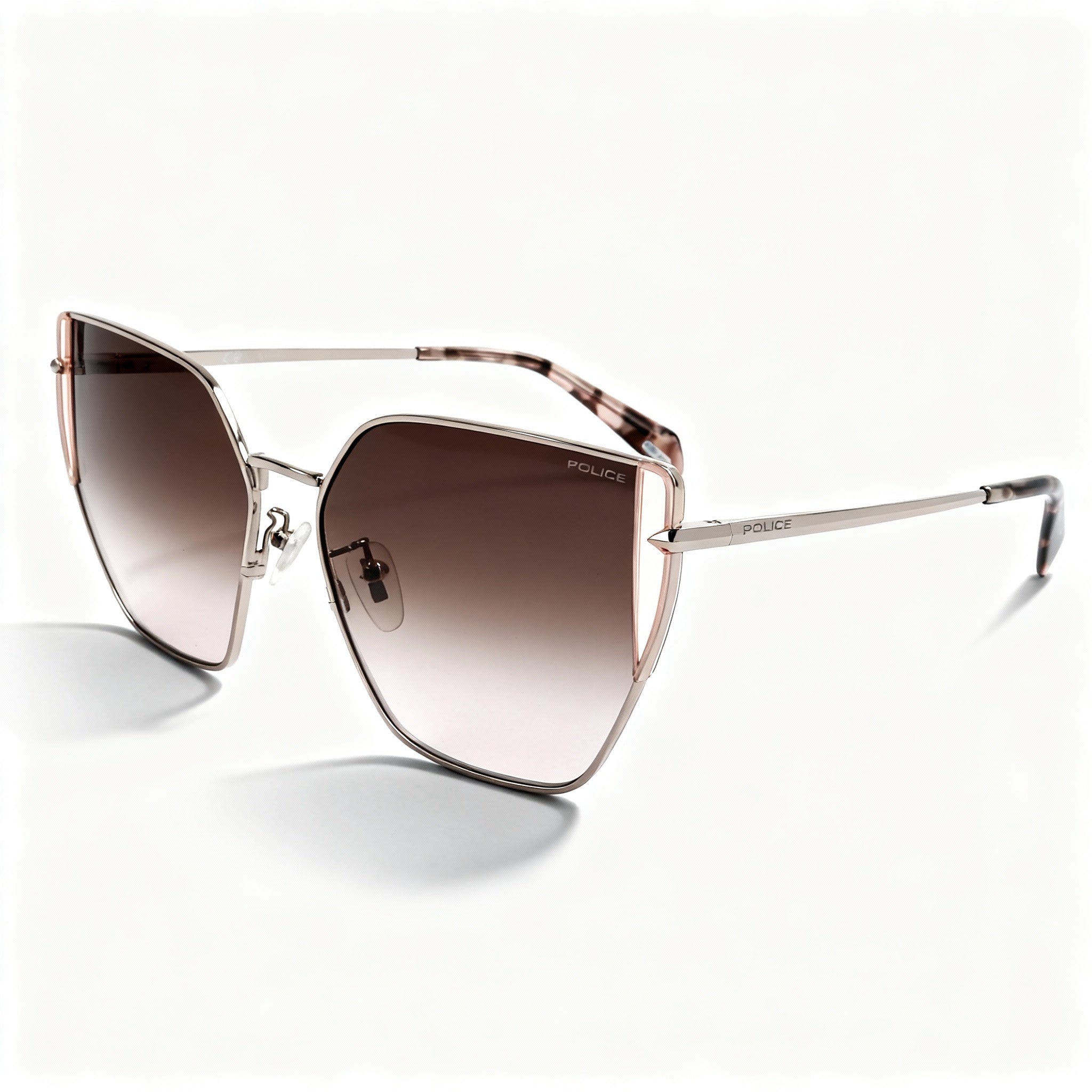 Police SPLL38 Men's Oro Ramato Lucido Modern Metal Non-Polarized Polycarbonate Sunglasses, 57mm