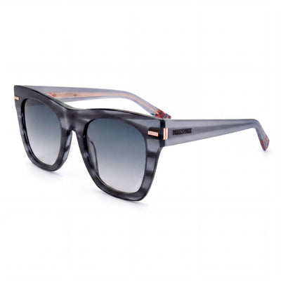Gafas de sol Missoni Casual de acetato para mujer, color gris cuerno azul, doble tono, lentes melocotón, 51 mm, protección UV