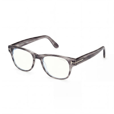 Tom Ford FT5898-B Men's Full Rim Square Plastic Eyeglasses Frames, Striped Grey Blue Block, 52mm