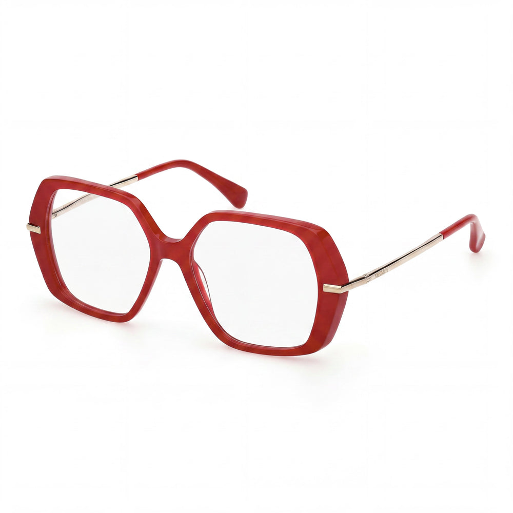 MaxMara MODERNO Unisex Plastic Eyewear with Light Red Pale Gold Frame and Red Lenses 52mm
