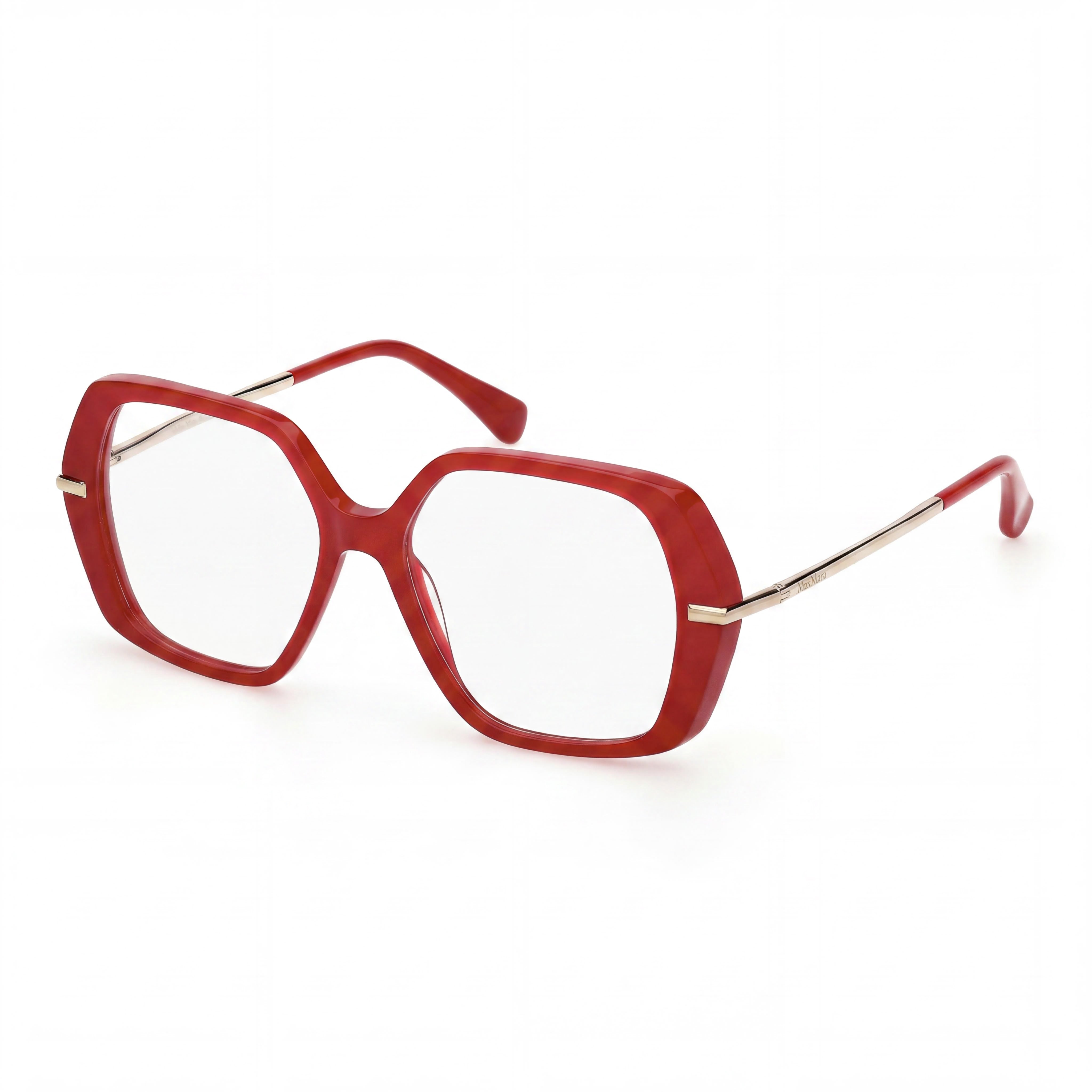 Gafas de plástico unisex MaxMara MODERNO con montura en dorado pálido rojo claro y lentes rojas de 52 mm, Photo 1