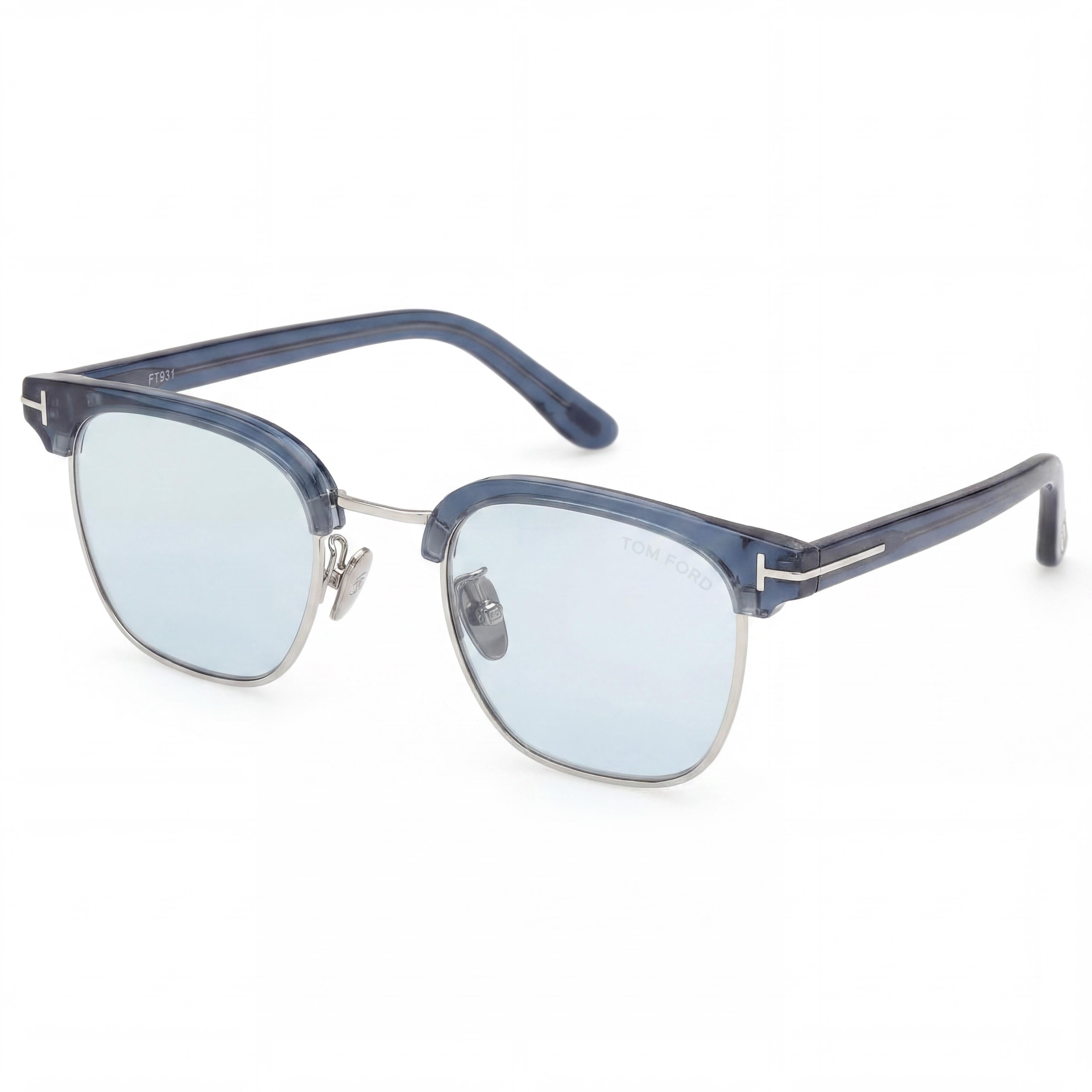 Tom Ford FT1119-D Gafas de Sol Cuadradas Clásicas para Hombre de Plástico Azul Brillante con Cristales Verdes No Polarizados con Protección 100% UV de 47mm, Photo 1