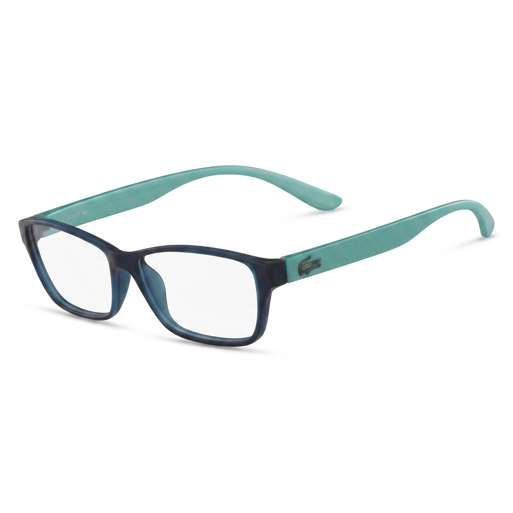 Gafas de acetato rectangulares Lacoste L3803b para niña con montura completa y lentes de policarbonato, color negro, 51 mm