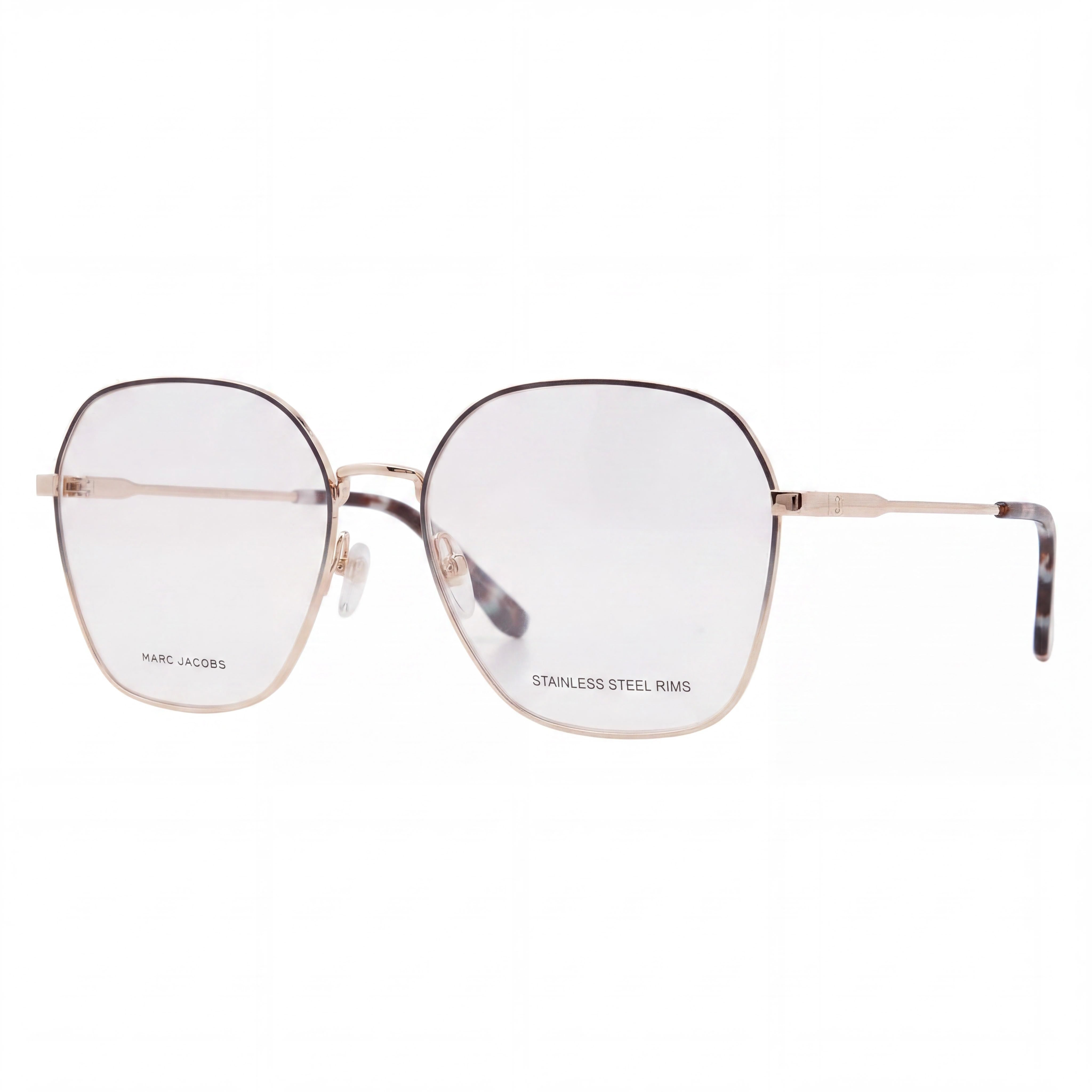 Marc Jacobs - Montura óptica informal de acero inoxidable para hombre con lentes de plástico transparente no polarizadas (56-17-145 mm), Photo 1