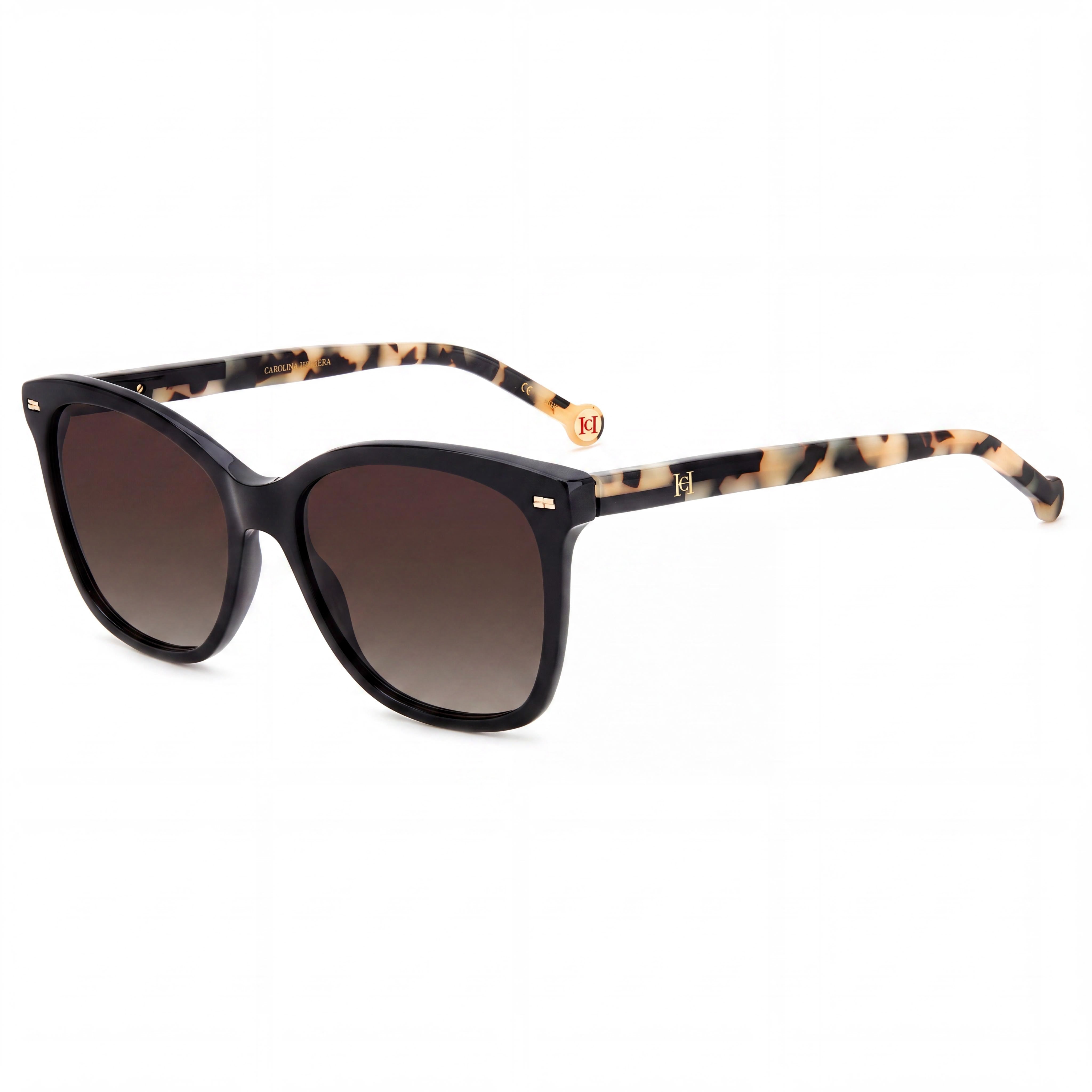 Gafas de sol Carolina Herrera para mujer, modernas, de acetato negro, estilo Habana, con protección UV degradada en marrón, no polarizadas, 54 mm, Photo 1