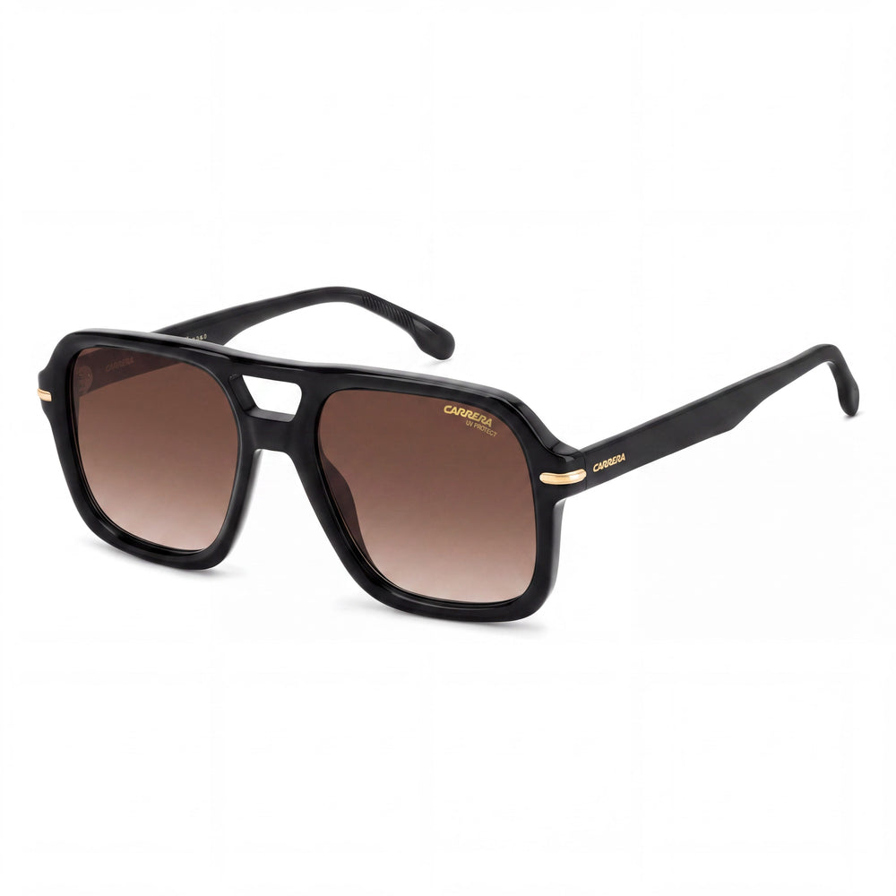 Carrera 317/S Men's Plastic Frame Sunglasses, Black with Brown Shaded Lenses, UV Protection, Non-Polarized 55mm