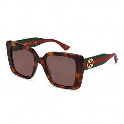 Gucci GG1861S Women's Butterfly Plastic Sunglasses Havana Blue Brown Frame Brown Lens 53mm