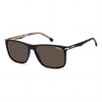 Carrera 298/S Gafas de sol para hombre, armazón de poliamida negra y gris, lentes negras no polarizadas, protección UV del 100%, 57 mm