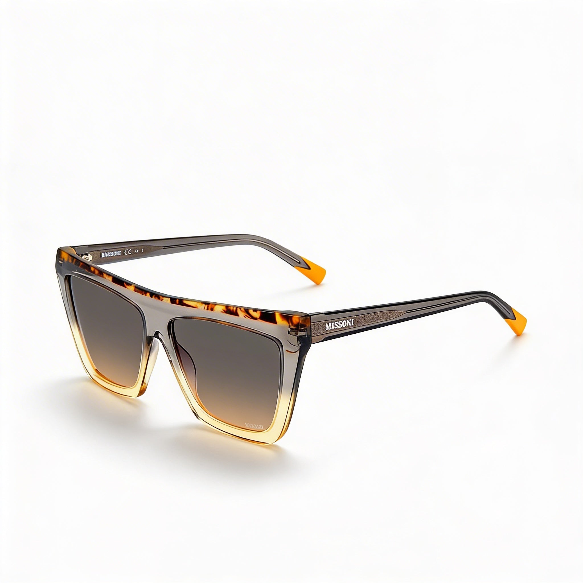 Gafas de sol unisex M Missoni Classic con montura de acetato plana superior, color gris ocre, lente marrón ocre no polarizada, 59 mm, Photo 1