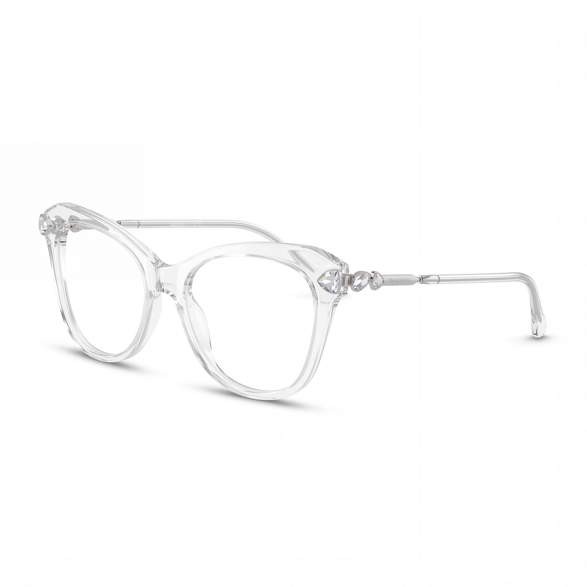 Swarovski SK2012 Women's Butterfly Style Acetate Optical Frame in Crystal, Non Plastic Lenses, 51mm, Photo 1