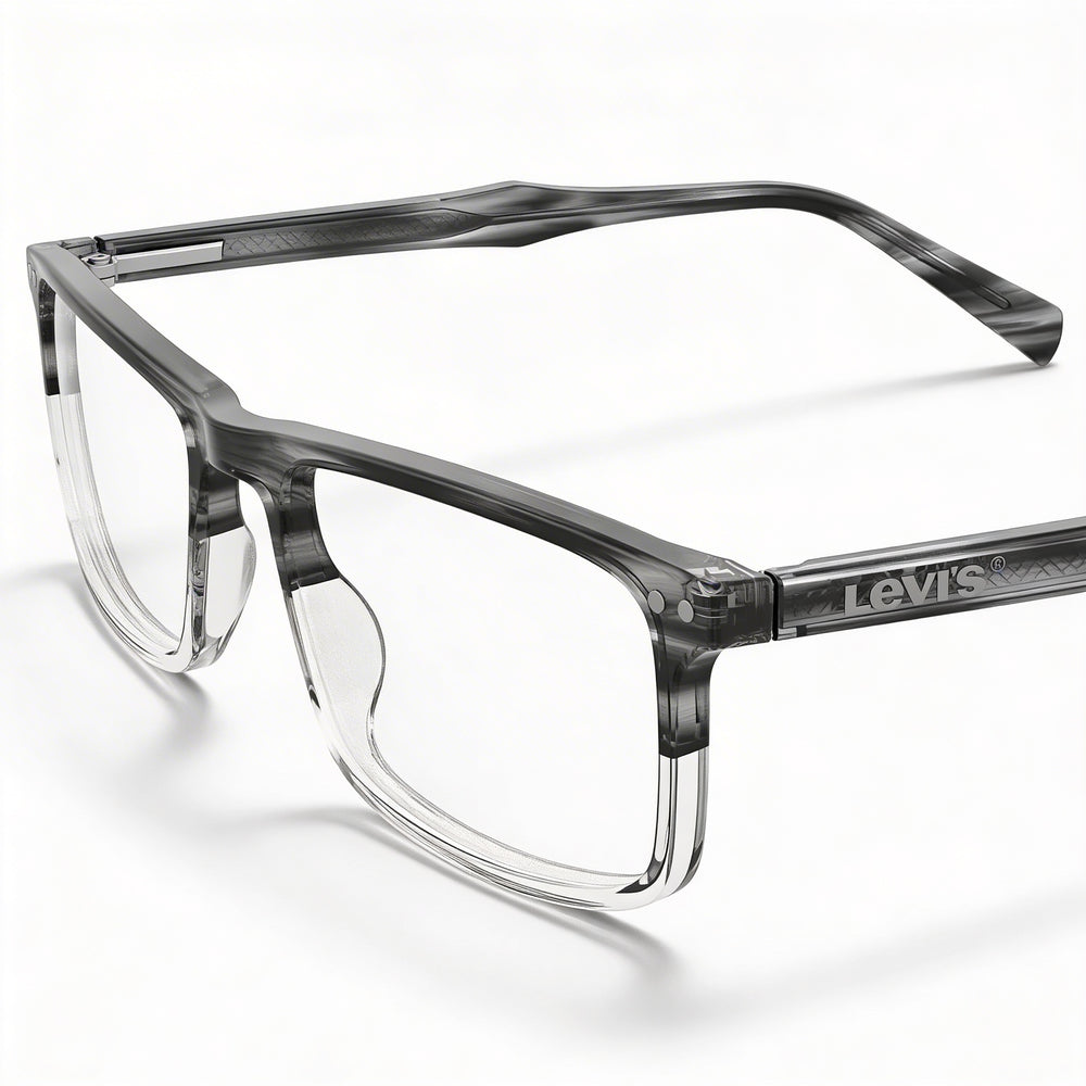 Gafas de vista Levi's LV 5020 para hombre, rectangulares, de polimetilmetacrilato, no polarizadas, transparentes, blancas y grises, de 55 mm