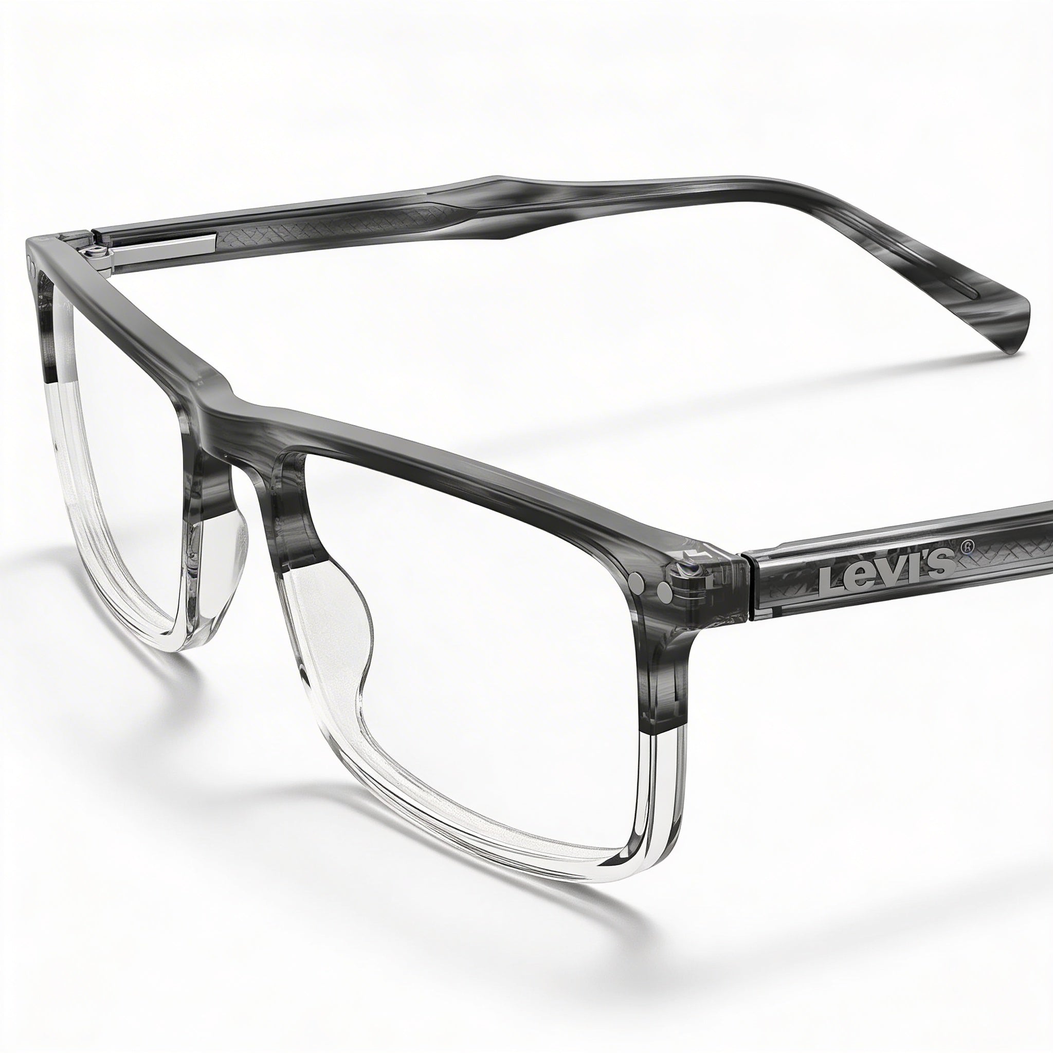 Gafas de vista Levi's LV 5020 para hombre, rectangulares, de polimetilmetacrilato, no polarizadas, transparentes, blancas y grises, de 55 mm, Photo 2