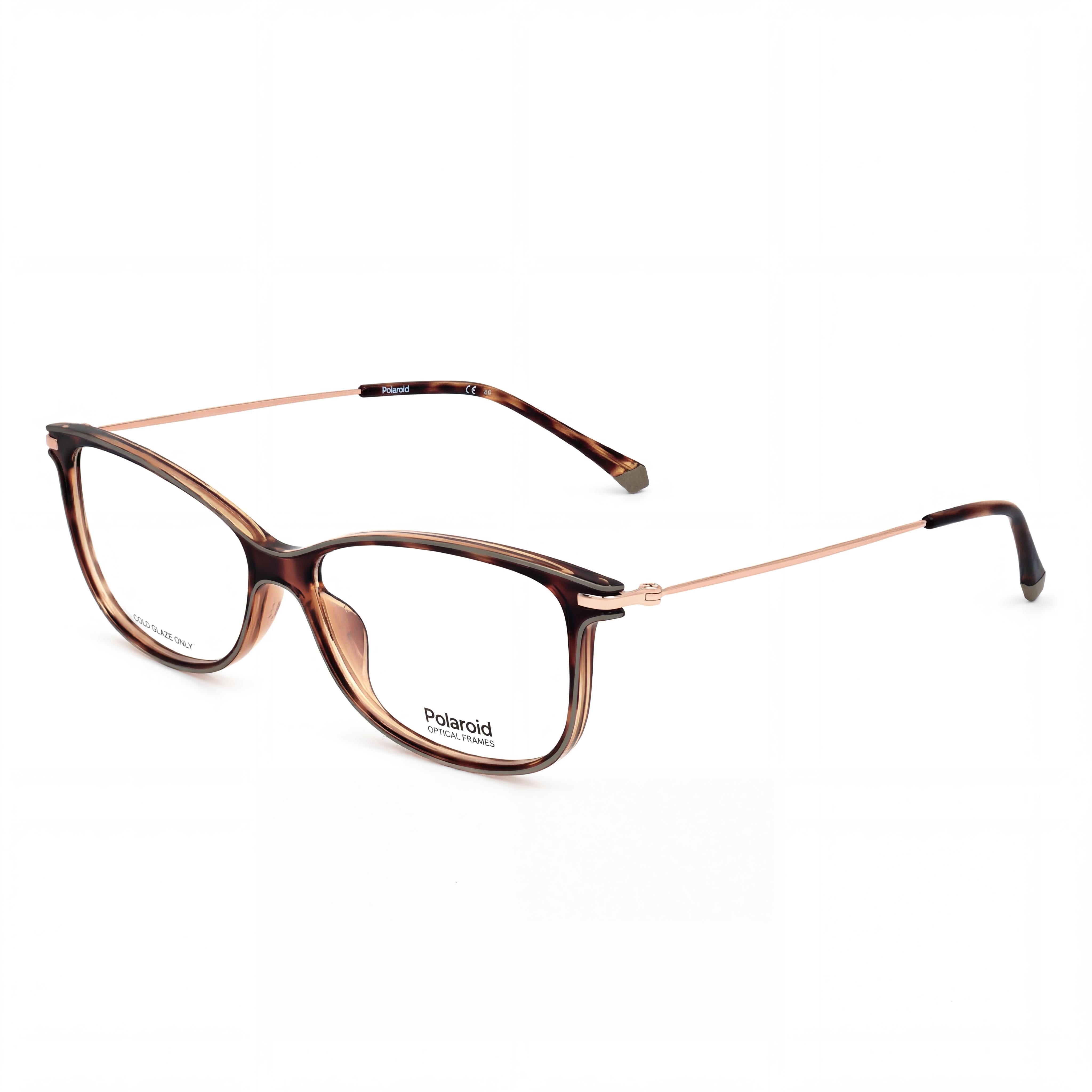 Polaroid PLD D416 Women's Rectangular Eyeglasses, Propionised Frame Material, Havana Color, Demo Lenses, 54mm Lens Width, Photo 1