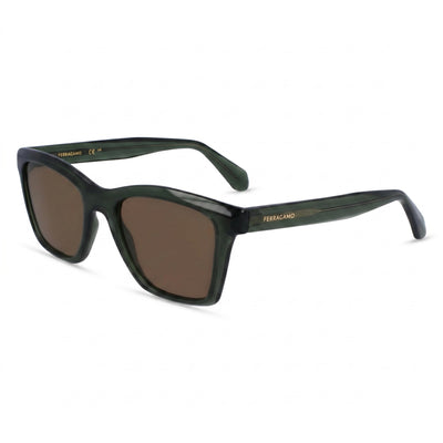 Salvatore Ferragamo Sf2001s Men's Plastic Polarized Sunglasses Transparent Khaki Green 54mm