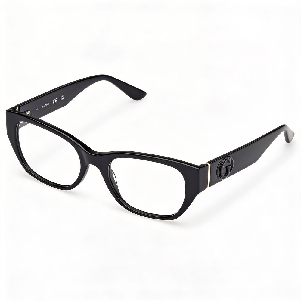 Gafas de vista GUESS Gu50304 para mujer con montura de plástico negro brillante y lentes de policarbonato transparente de 52 mm