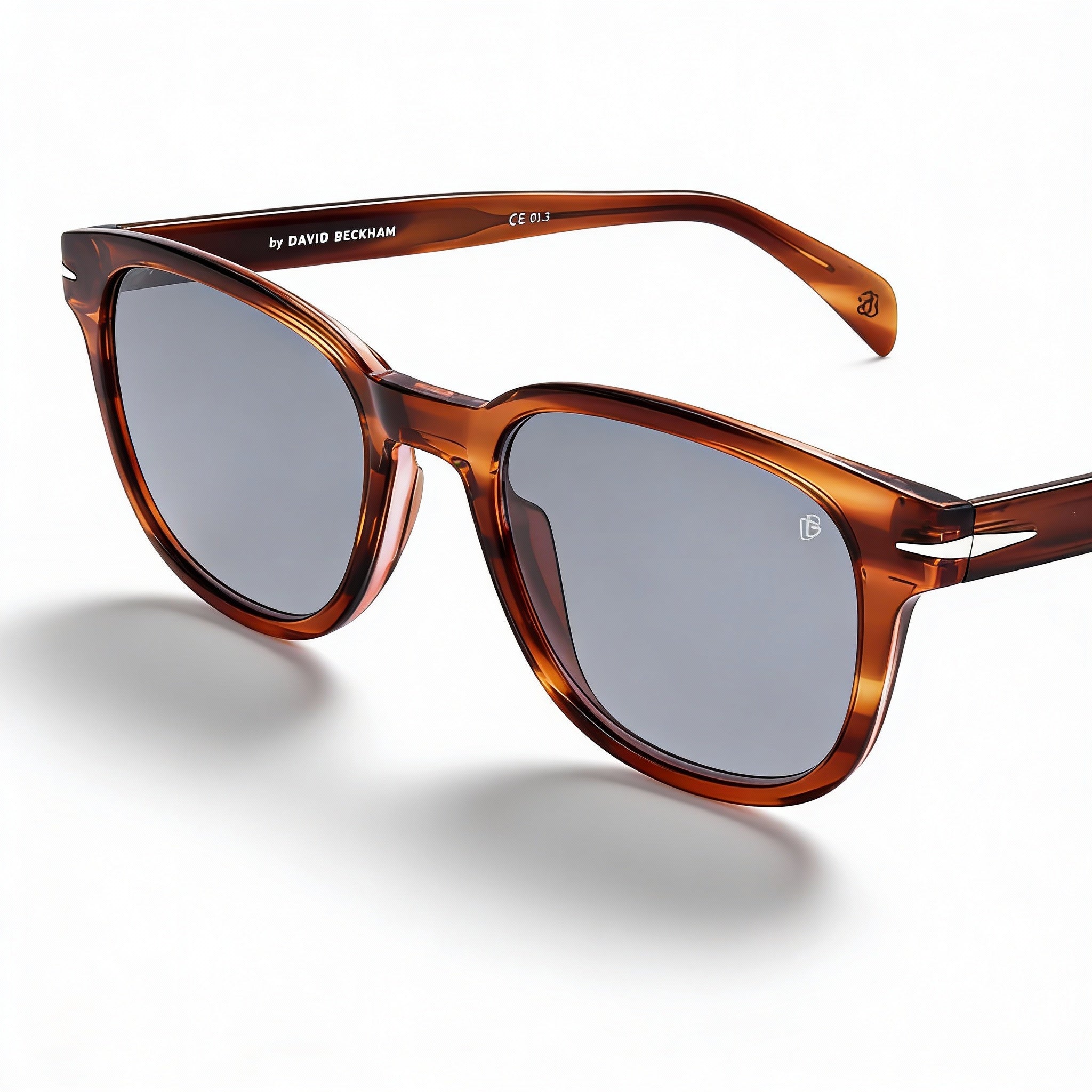 Gafas de sol David Beckham DB 1062/S unisex de acetato, montura azul y marrón, lentes de color marrón, protección UV, 52 mm, Photo 1