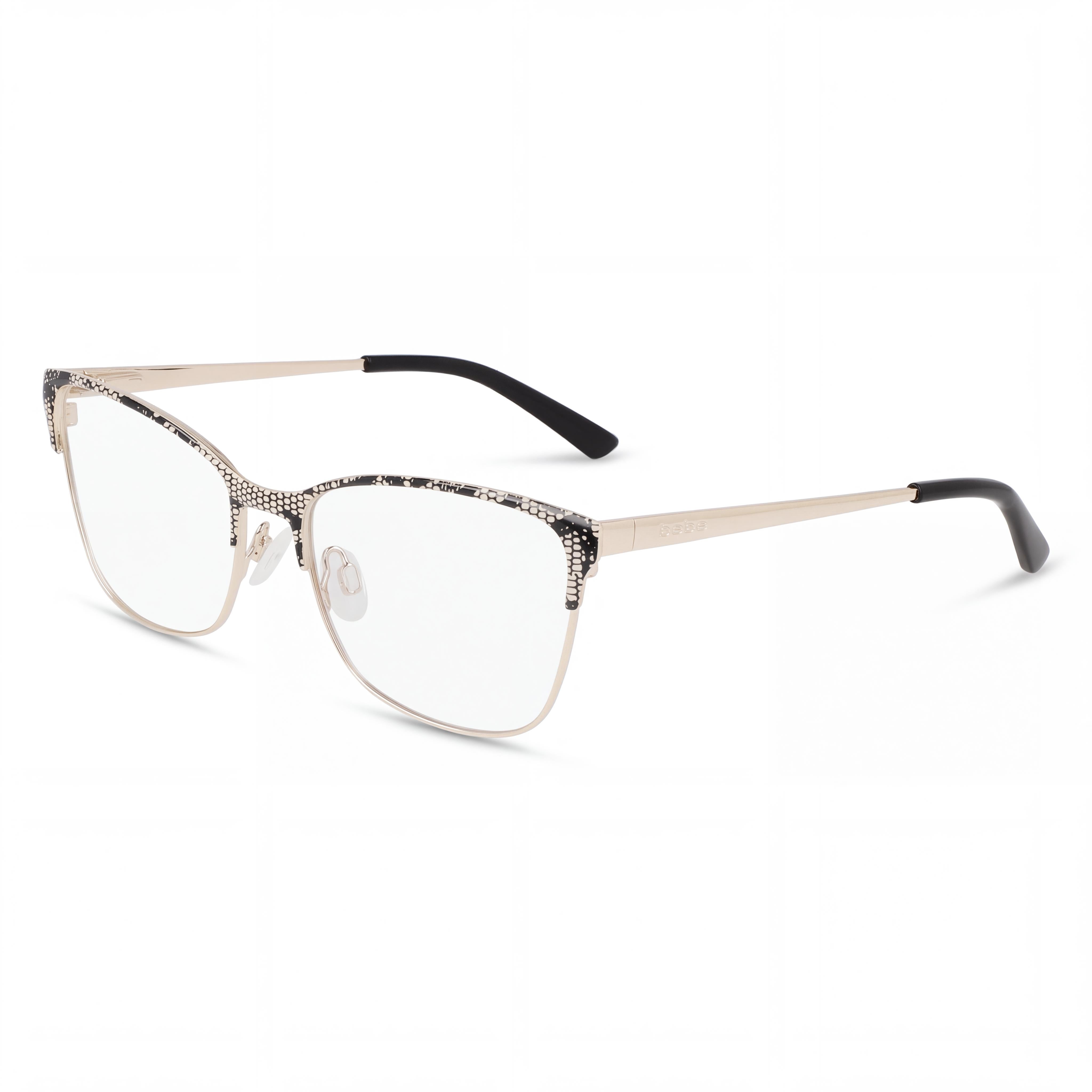 BEBE Bb5221 Men's Acetate Eyeglasses - Jet Lace Frame with Clear Polycarbonate Lenses, 52mm, Photo 1