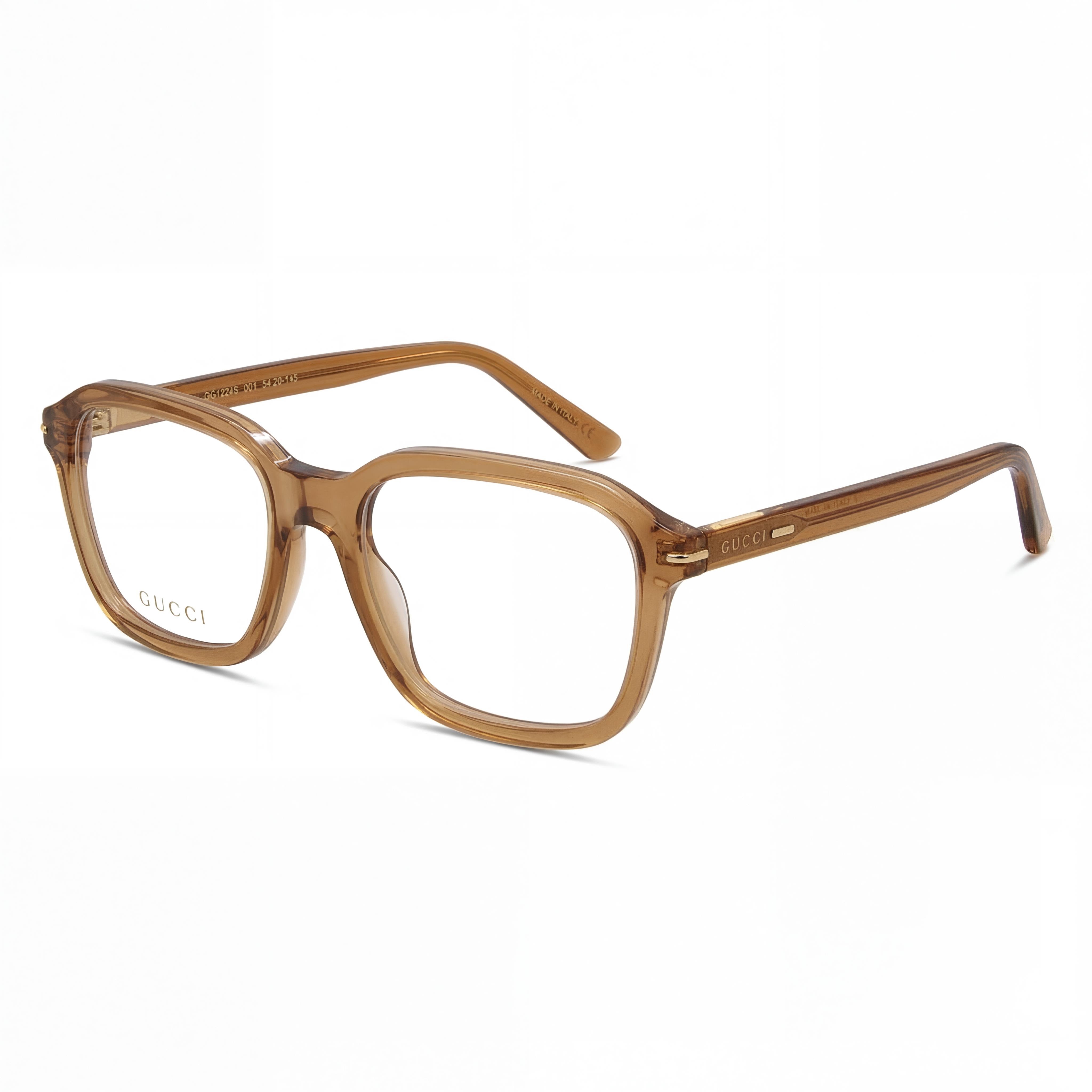 Gafas Gucci GG1446O rectangulares de montura completa para hombre en acetato ecológico marrón con cristales no transparentes de 56 mm, Photo 1