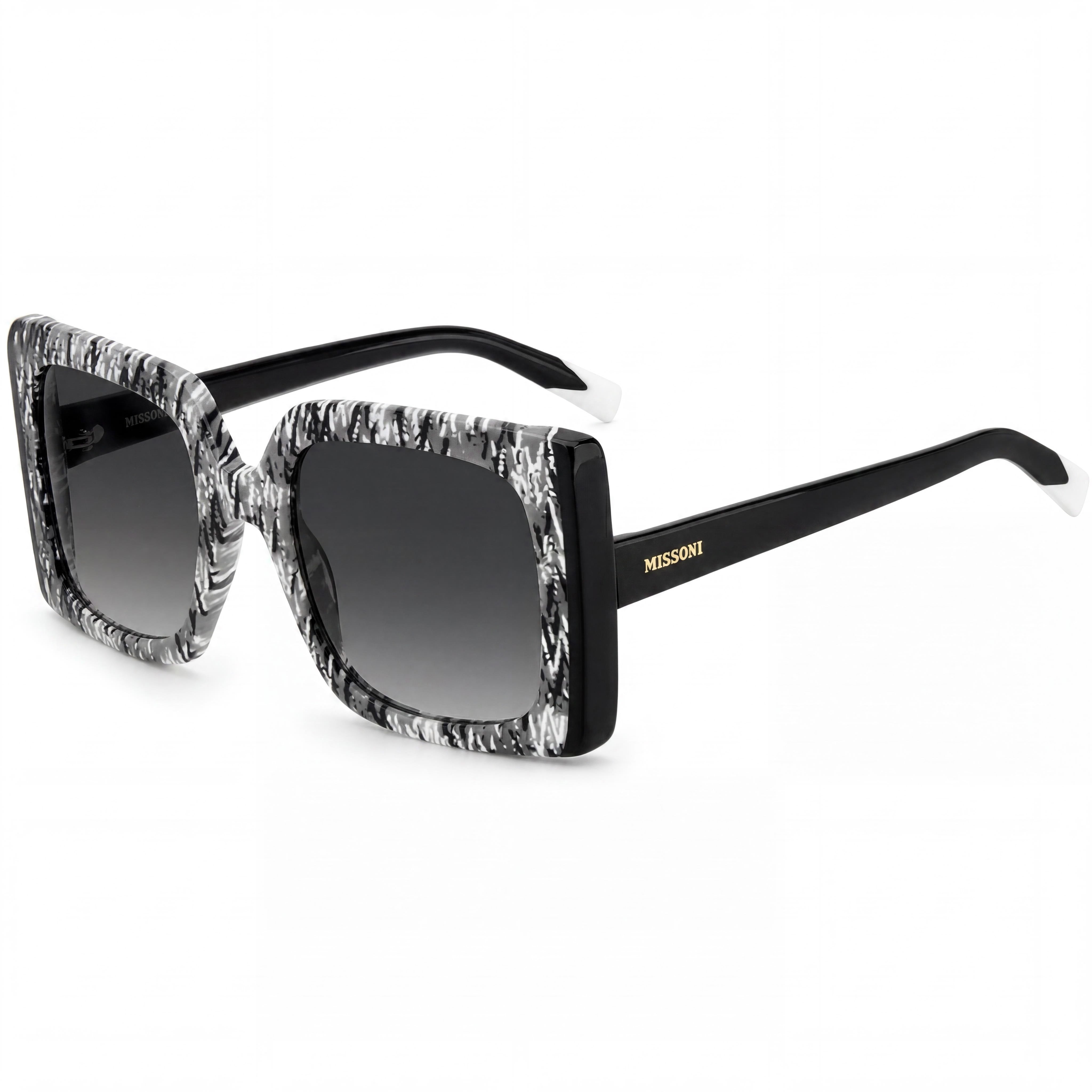 Missoni Classic Women's Acetate Non-Polarized Sunglasses, Black Pattern Frame, Dark Grey Gradient Lens, 54mm, Photo 1