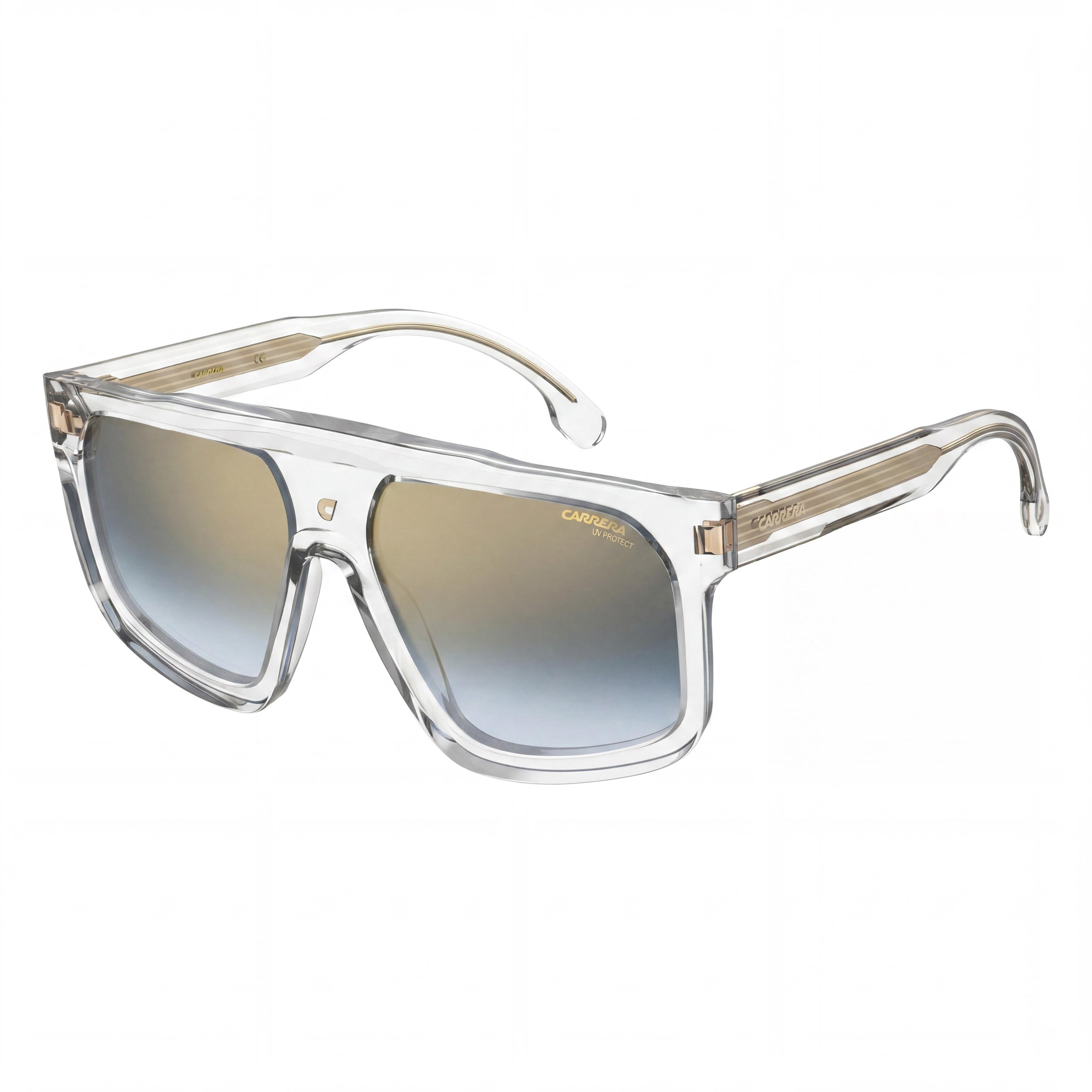 Carrera 1061/S Unisex Acetate Crystal Blue Shaded Gold Mirror UV Protection Sunglasses 59mm, Photo 1