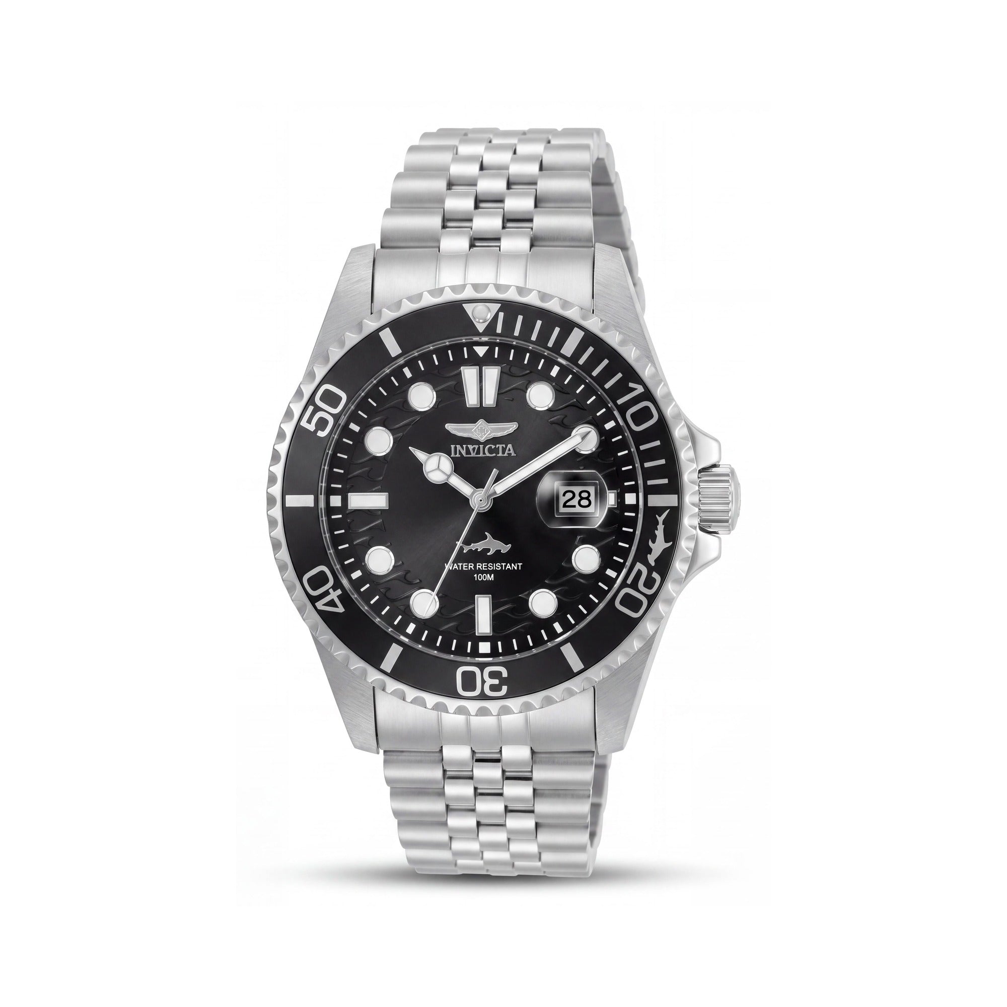Invicta Diver Quartz Movement Men's Watch, Black Dial, Silver-tone Stainless Steel, 100m Water Resistant, 43mm, Photo 1