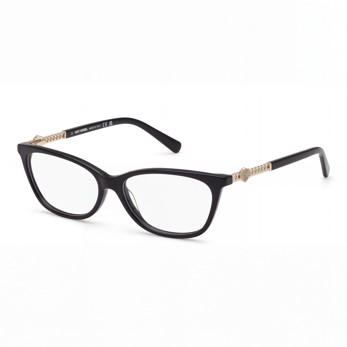 Harley-Davidson HD 50151 Classic Unisex Eyewear with Black Pale Gold Plastic Frame, Non- Polycarbonate Lenses 54mm, Photo 1