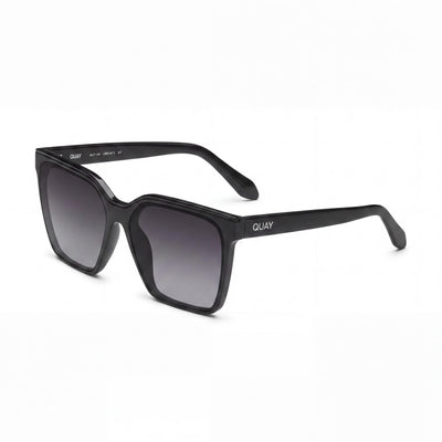QUAY AUSTRALIA Women's Level Up Black Injection Square Frame Grey Smoke Polarized UV Protection Sunglasses 58-17-150