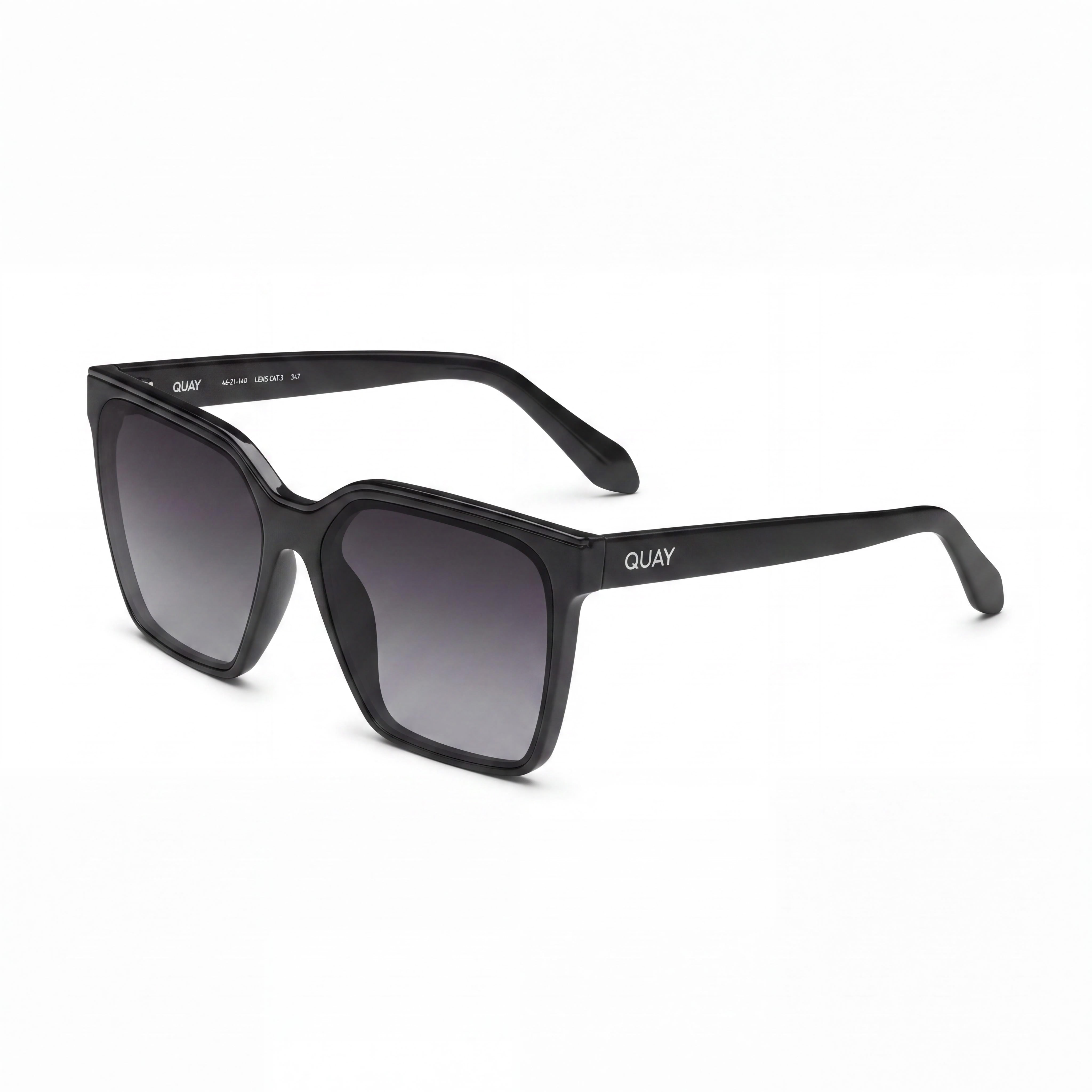 QUAY AUSTRALIA Women's Level Up Black Injection Square Frame Grey Smoke Polarized UV Protection Sunglasses 58-17-150, Photo 1